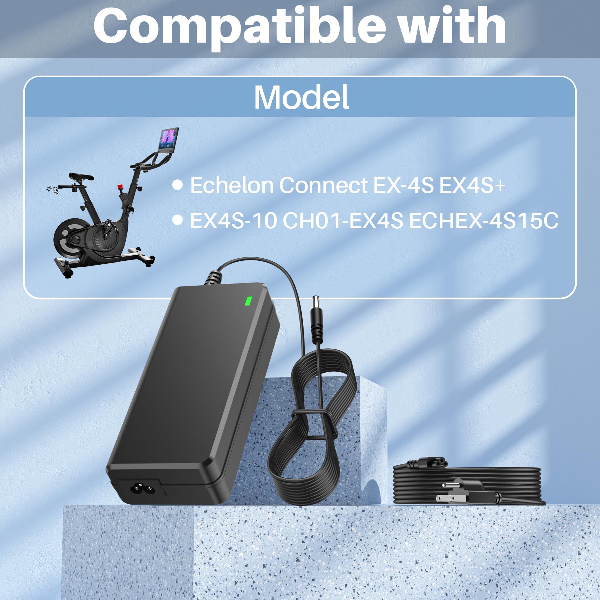 Vifocufy Power Cord For Echelon Connect Ex 4S Ex4S+ Ex4S Ex4S 10 Ch01 Ex4S Echex 4S15C 12V Charger Power Supply For Echelon Spin