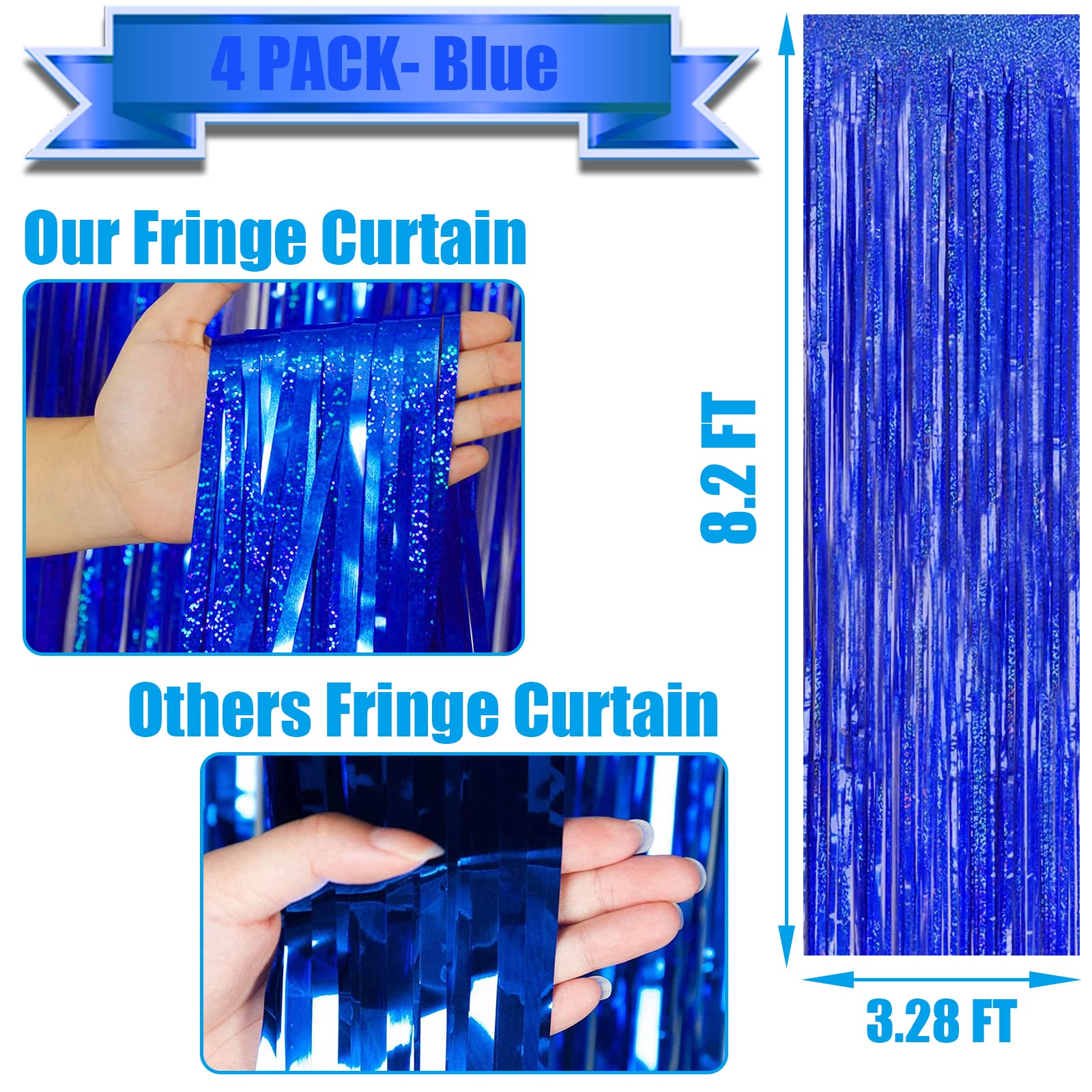 Halloweendecorate 4 Pack Macaron Yellow Tinsel Foil Fringe Curtain Backdrop, 3.28Ft X 8.2Ft Metallic Streamers Props Wedding Bri