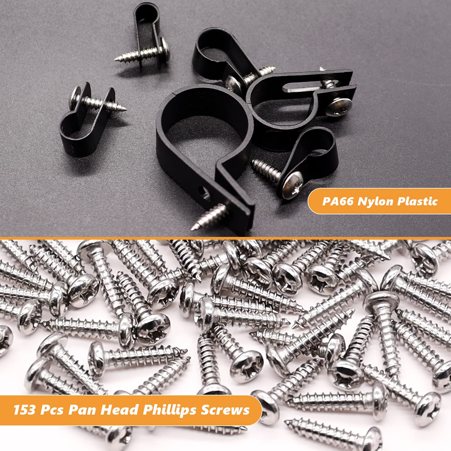 mankk R-Type Nylon Plastic Cable Clips Assortment Kit 6 Sizes (3/16 ...