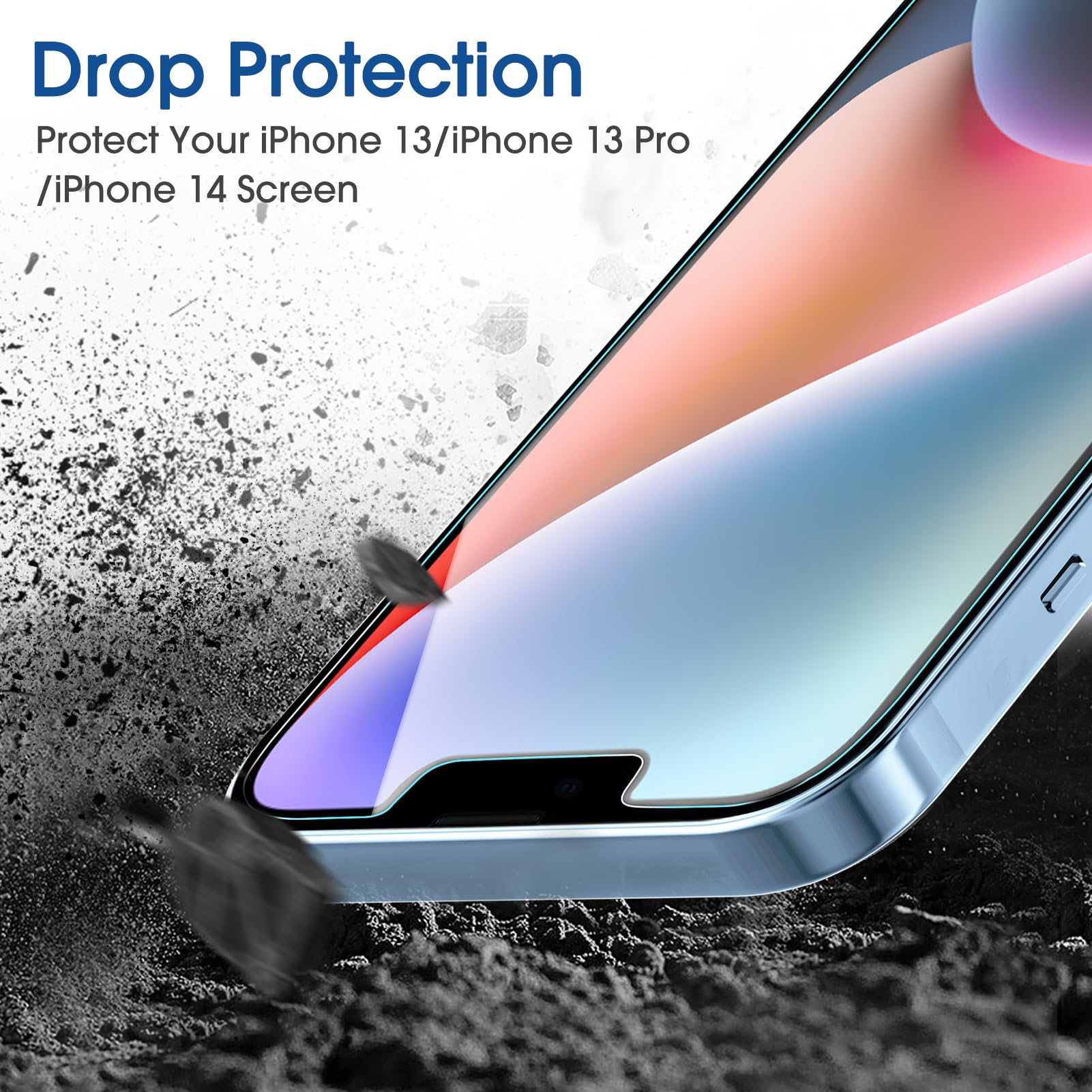 Amfilm Essential Screen Protector For Iphone 14 Iphone13 Iphone 13 Pro 6.1'', Premium 9H+ Tempered Glass, Anti Scratch, Hd Clear