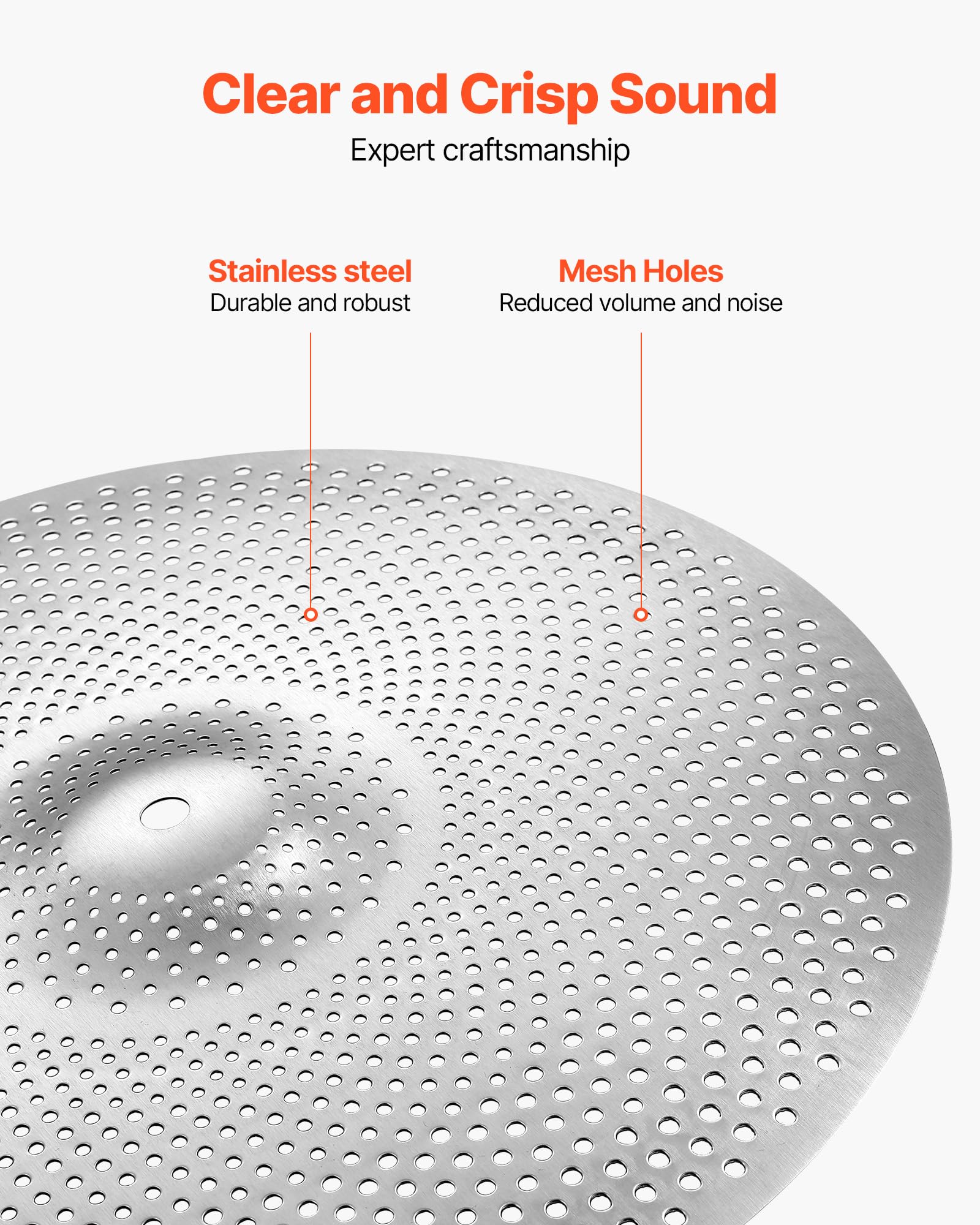 Vevor Low Volume Cymbal Pack, 5Pcs Quiet Cymbals For Drum Set, 14 Hi-Hats, 16 Crash, 18 Crash, 20 Ride, Alloy Drum Cymba