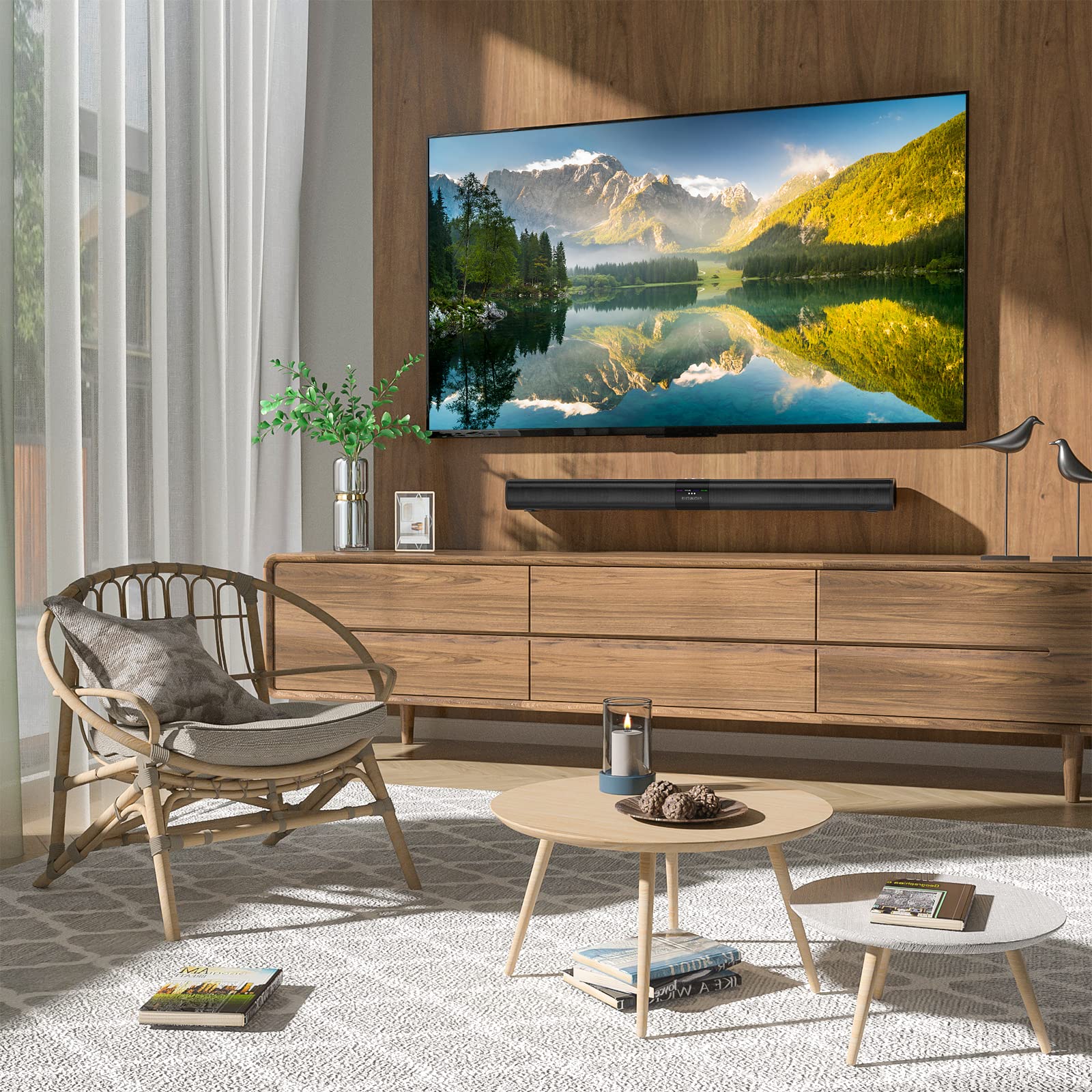 Riowois Sound Bars For Smart Tv, 31 In Bluetooth Tv Soundbar Speakers With Hdmi Arc, Optical Aux Connection, Crisp Sound And Eas