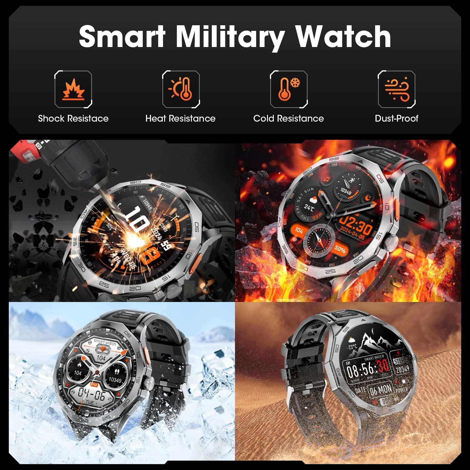 Military Smart Watch For Men 1.85'' Hd Ultra Screen Touch Screen 710Mah Battery Smart Watches For Android Ios (Bluetooth Call An