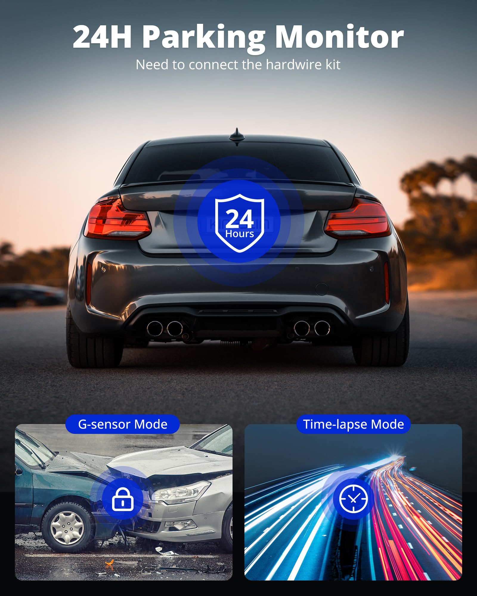 Kingslim Dash Cam Front And Rear 2K+1080P, Mini Wifi Dash Camera For Cars Dual Dashcam Parking Monitor, Loop Recording, Car Came