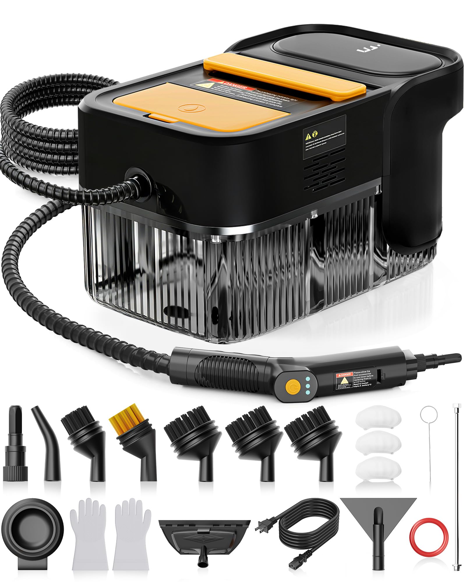 WolfClean Steam Cleaner, 3 Level Adjustable Handle with 18 Accessories