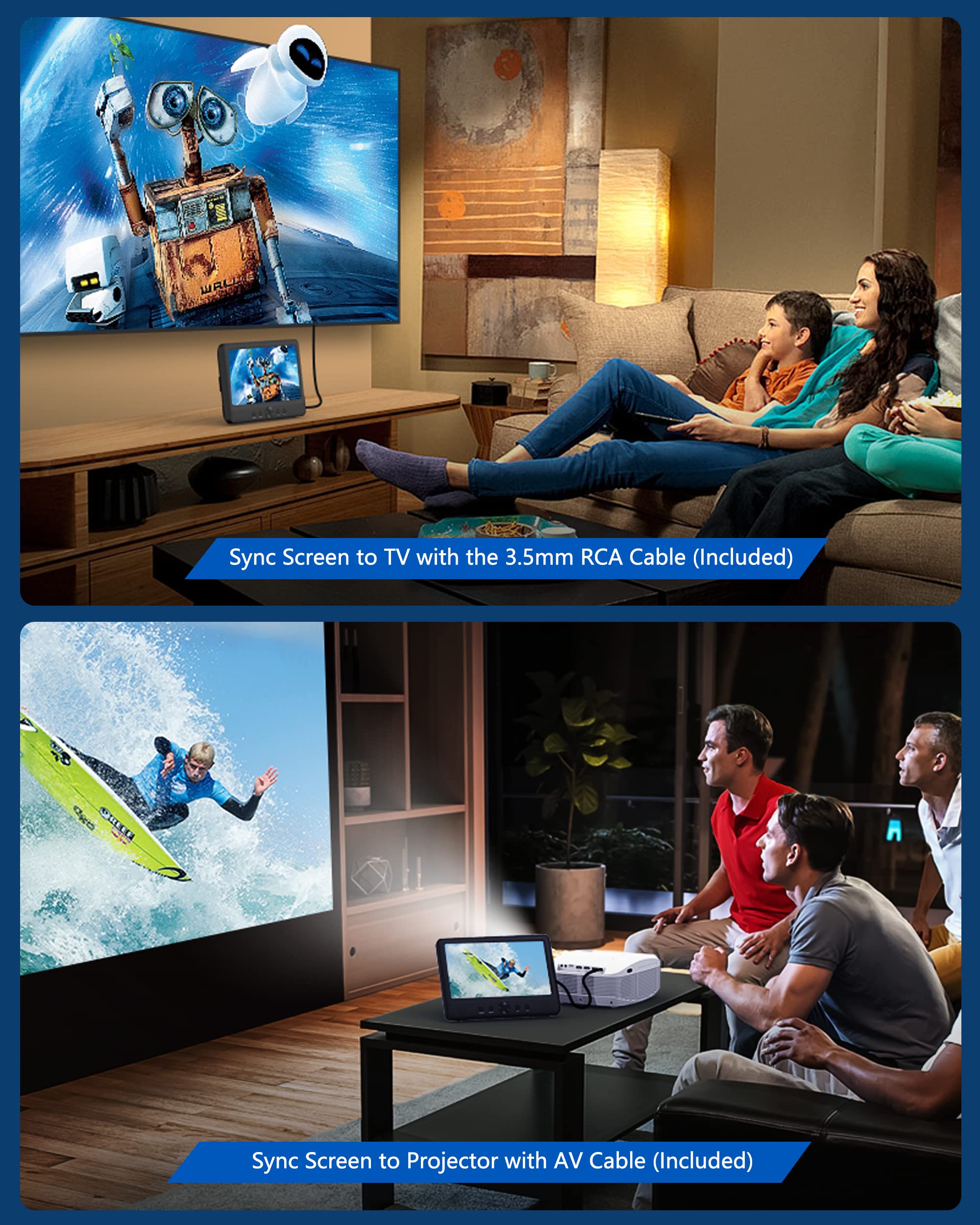 Wonnie 10.5' Two Dvd Players Dual Screen For Car Portable Cd Player, Play A Same Or Two Different Movies With Two Mounting Brackets, 5 Hour Rechargeable Battery, Support Usb/Sd Card Reader