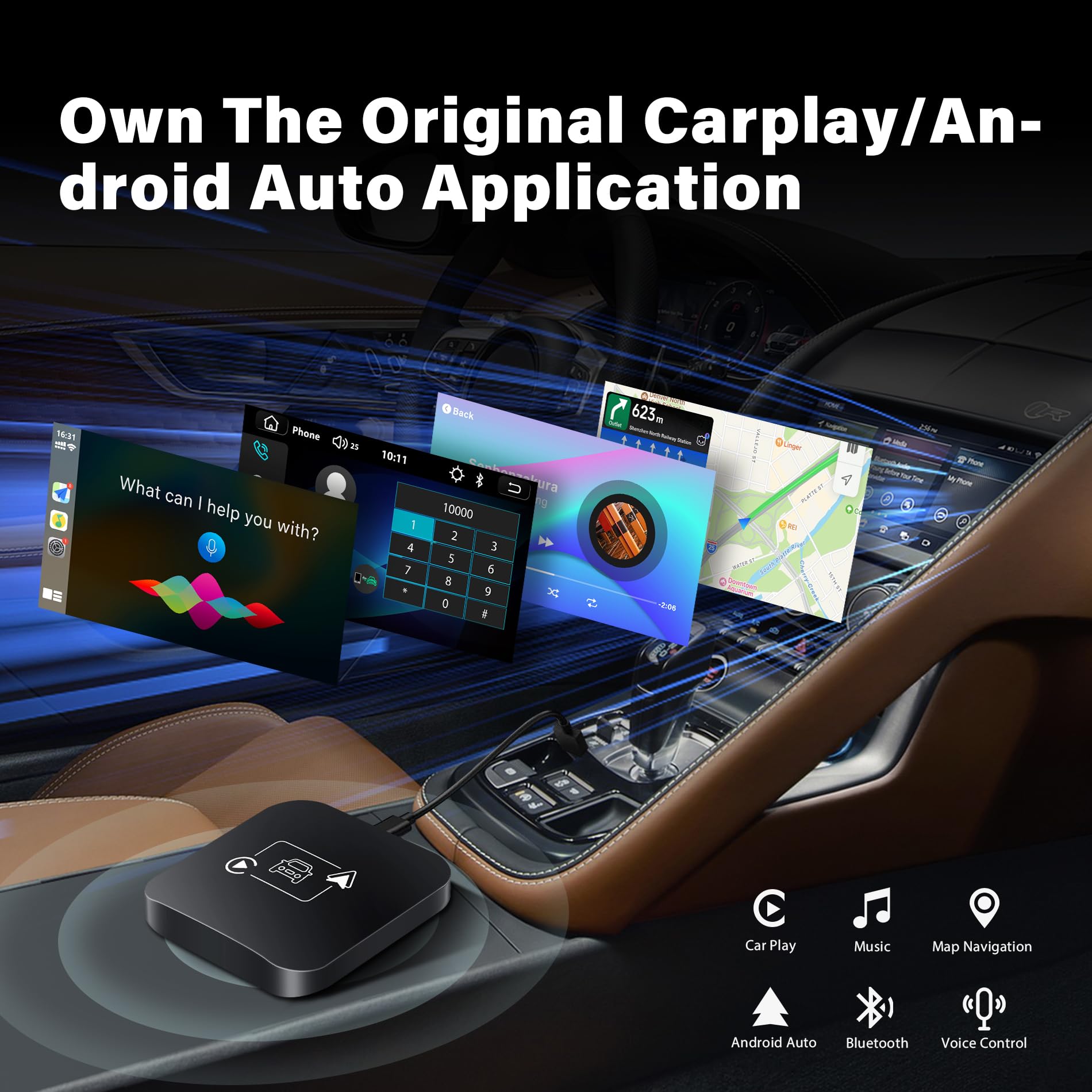 Car Play Wireless Adapter 2 In 1 Apple Carplay Adapter Plug&Play Usb Converter Carplay Dongle Bt Transmitter/Aux Compatible All