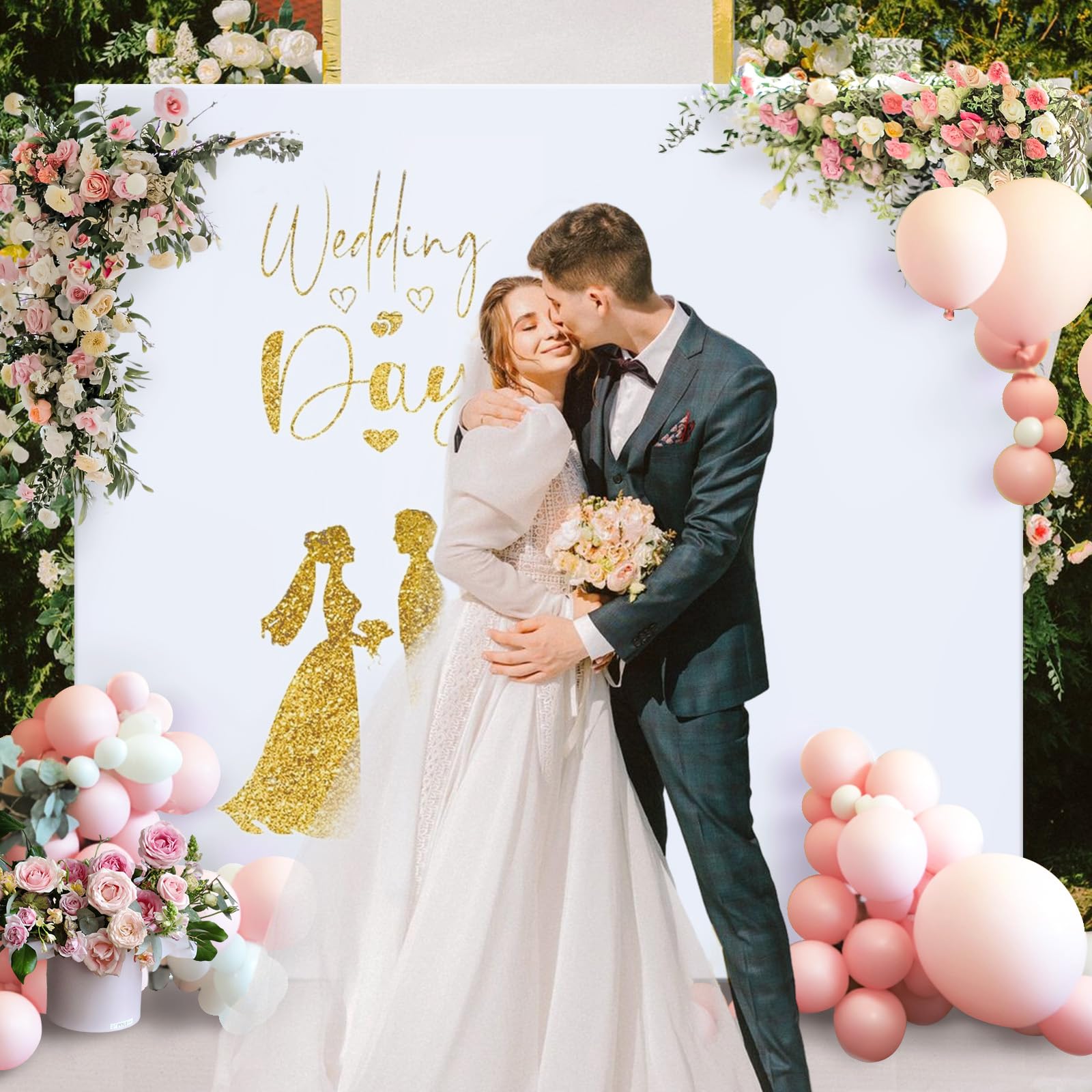 Aerwo Wedding Arch Cover 6.6X6.6Ft, Square Backdrop Cover Spandex Fitted Arch Covers, Stretchy Backdrop Stand Cover  Backdrop Pa