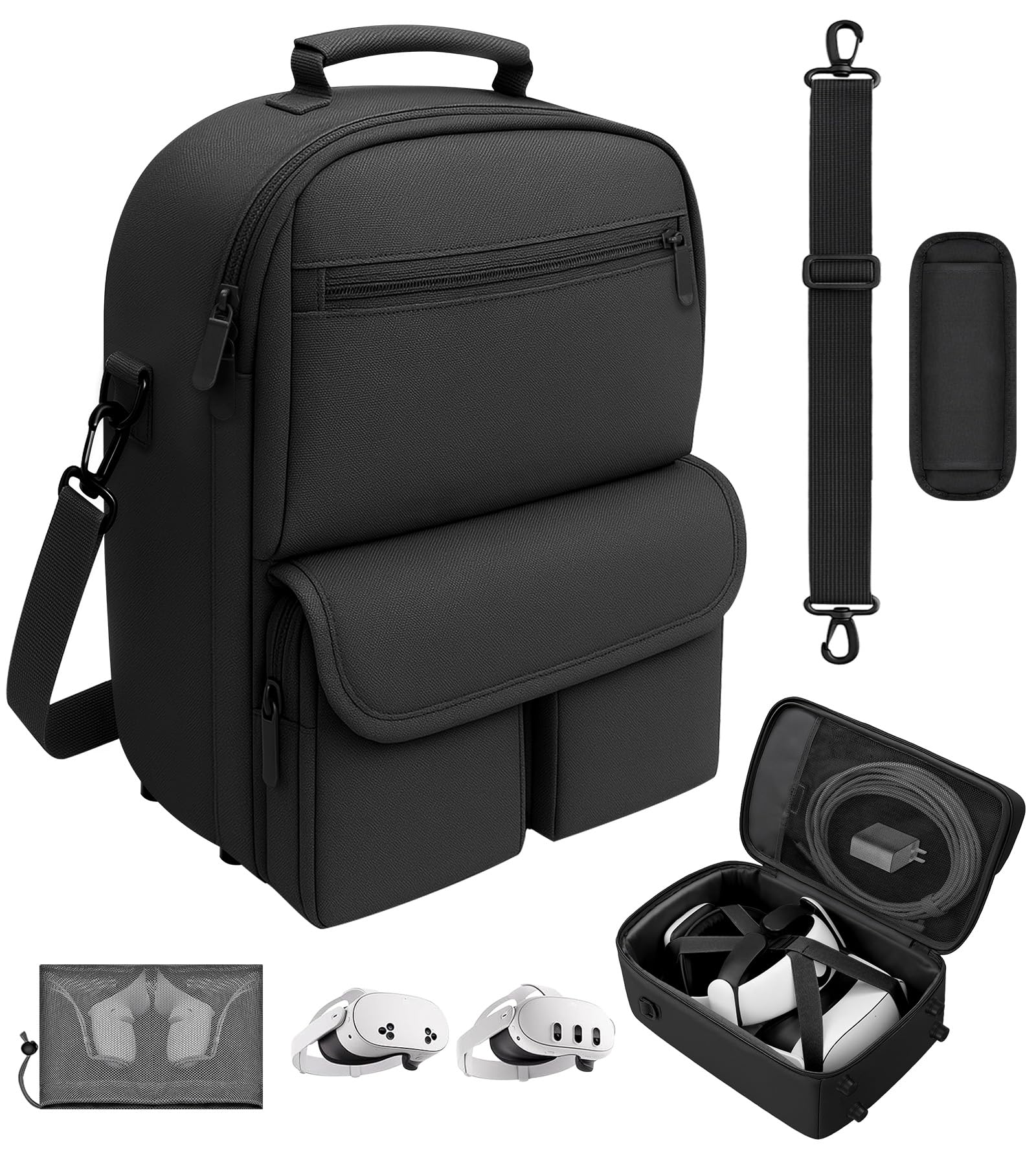 YRXVW Large Carrying Case for Meta Oculus Quest 3s/3/2, for BOBOVR/Kiwi Battery Head Strap, Waterproof & Drop-Resistant VR Acces