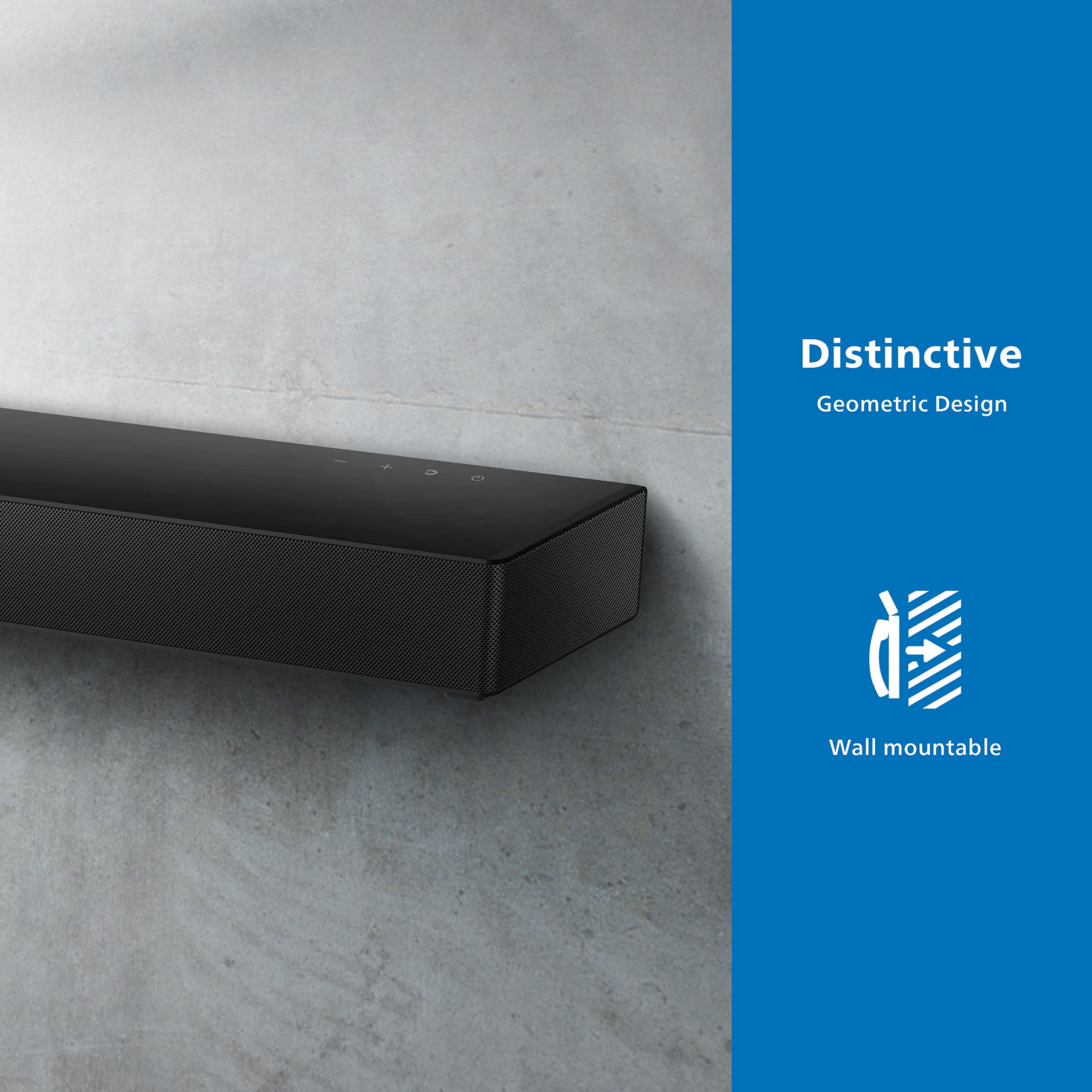 Philips B5706 2.1 Channel Soundbar With Built In Subwoofer, Stadium Eq Mode