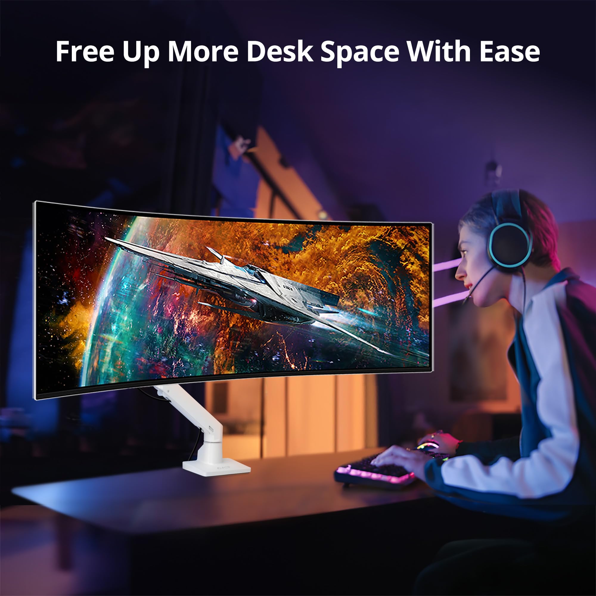 Avlt Single 34    57    Monitor Arm Desk Mount Fits One 44 Lbs Heavy Duty Monitor Full Motion Height Swivel Tilt Rotation Adjust