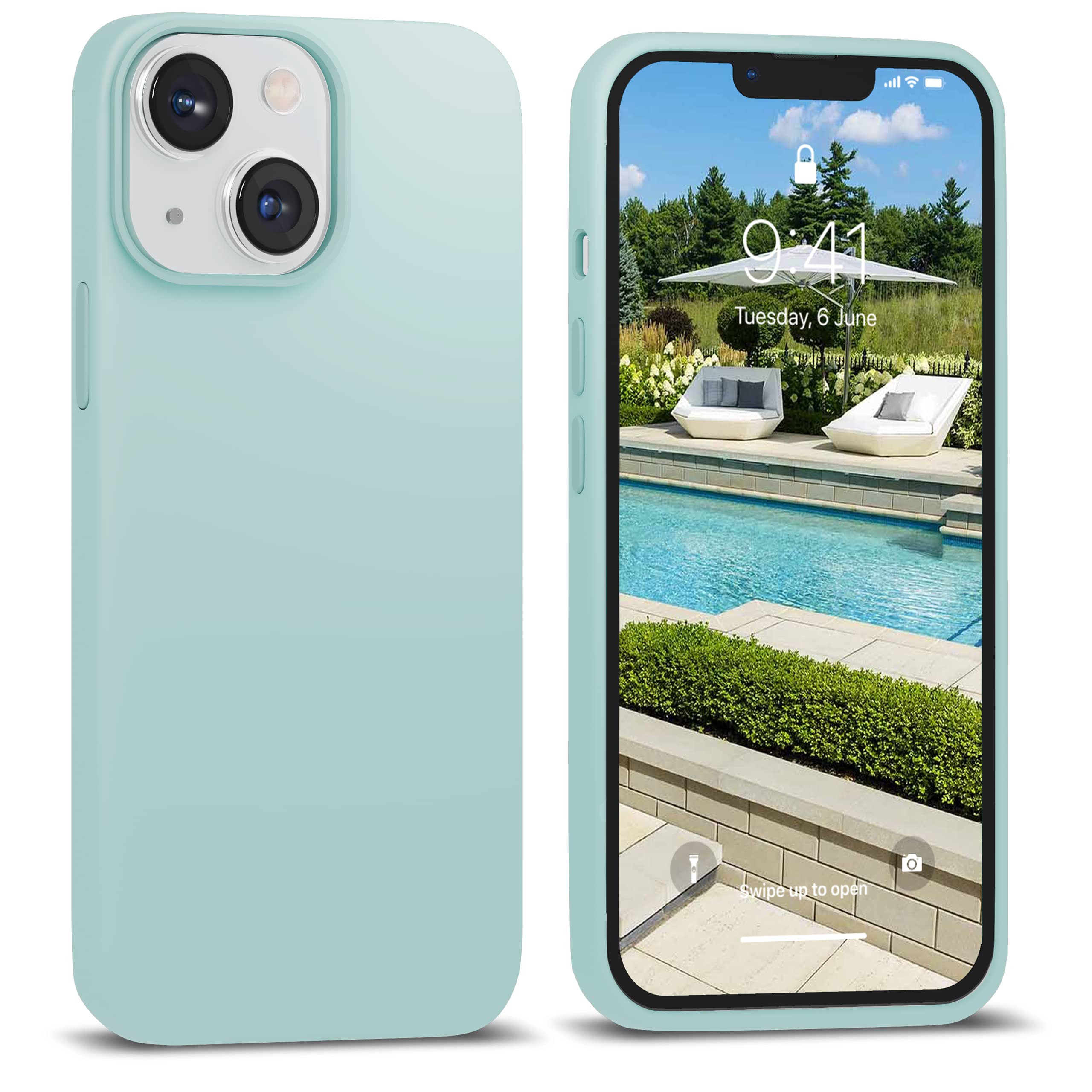 Icesword Iphone 13 Mini Case Mint Green, Silicone Phone Cases Cover Ultra, Slim Shockproof Protective [Soft Anti Scratch Microfi