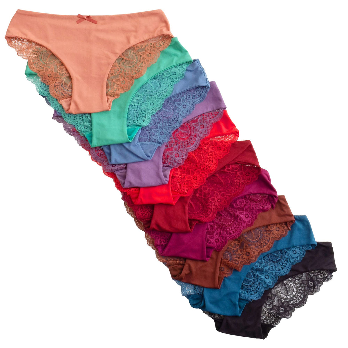 Pretty Sweet Basics Womens Laser Cut Bikini Cheeky Hipster Panties, Pack Of 10