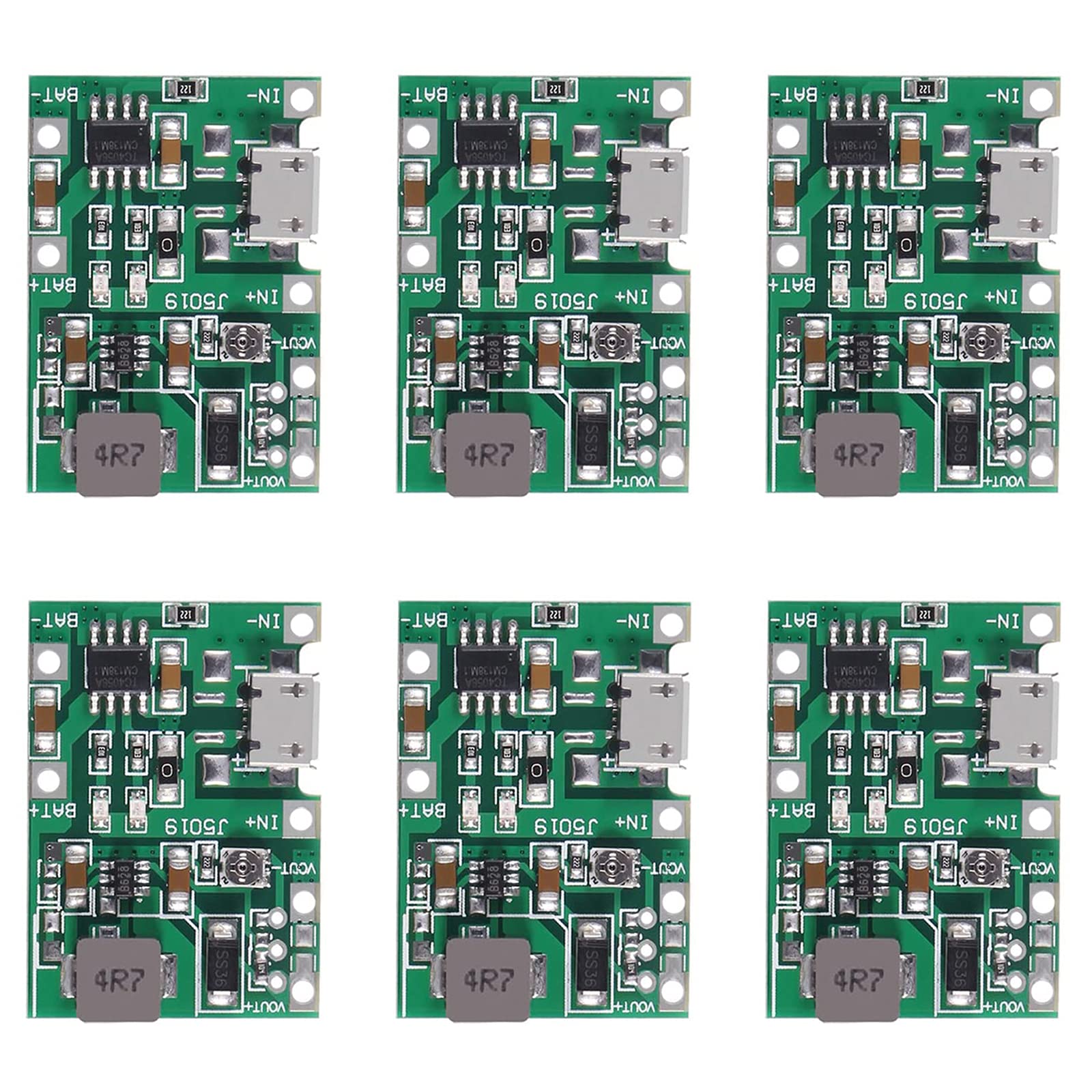 6 Pcs Battery Charger Module Usb Tp4056 3.7V 4.2V To 9V 5V 2A Charge Discharge Integrated Step Up Module,18650 Lithium Li Ion Ba