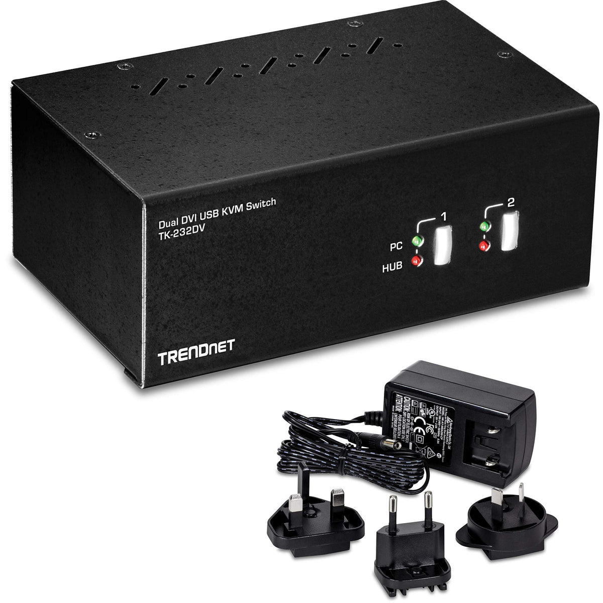 Trendnet 2 Port Dual Monitor Dvi Kvm Switch With Audio, 2 Port Usb 2.0 Hub, Digital Resolutions Up To 1920 X 1200, Analog Resolutions Up To 2048 X 1536, Tk 232Dv