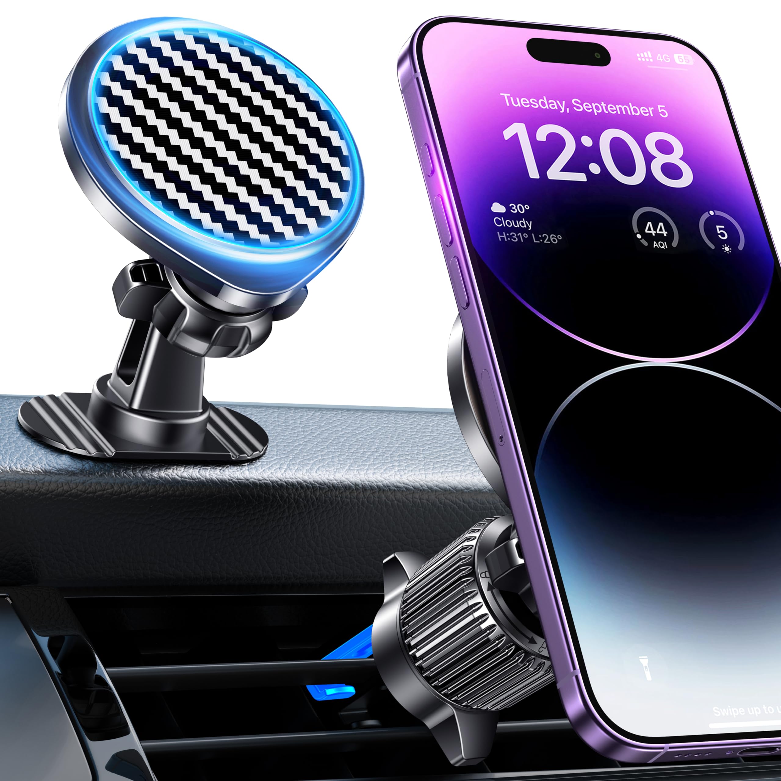 Ossvaln For Magsafe Car Mount [Strong Magnets] Magnetic Phone Holder For Car Vent Dashboard [Hands Free] Cell Phone Holder Car M