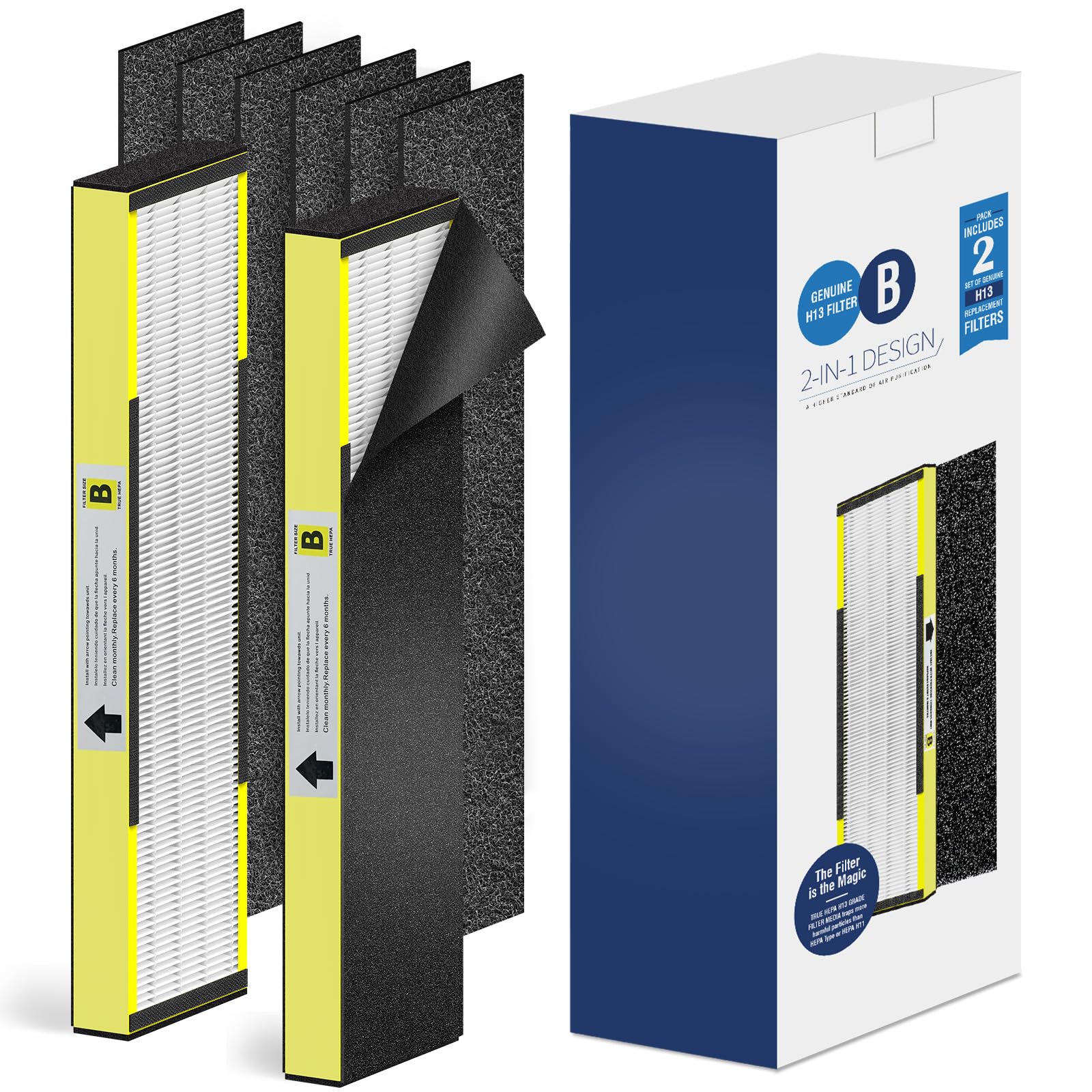 [Elowoke] 2 Pack 4825 Hepa Filter B Compatible With G??Rm Guardian Air Purifier Filter Replacement For Model Flt4825 Ac4825 Ac43