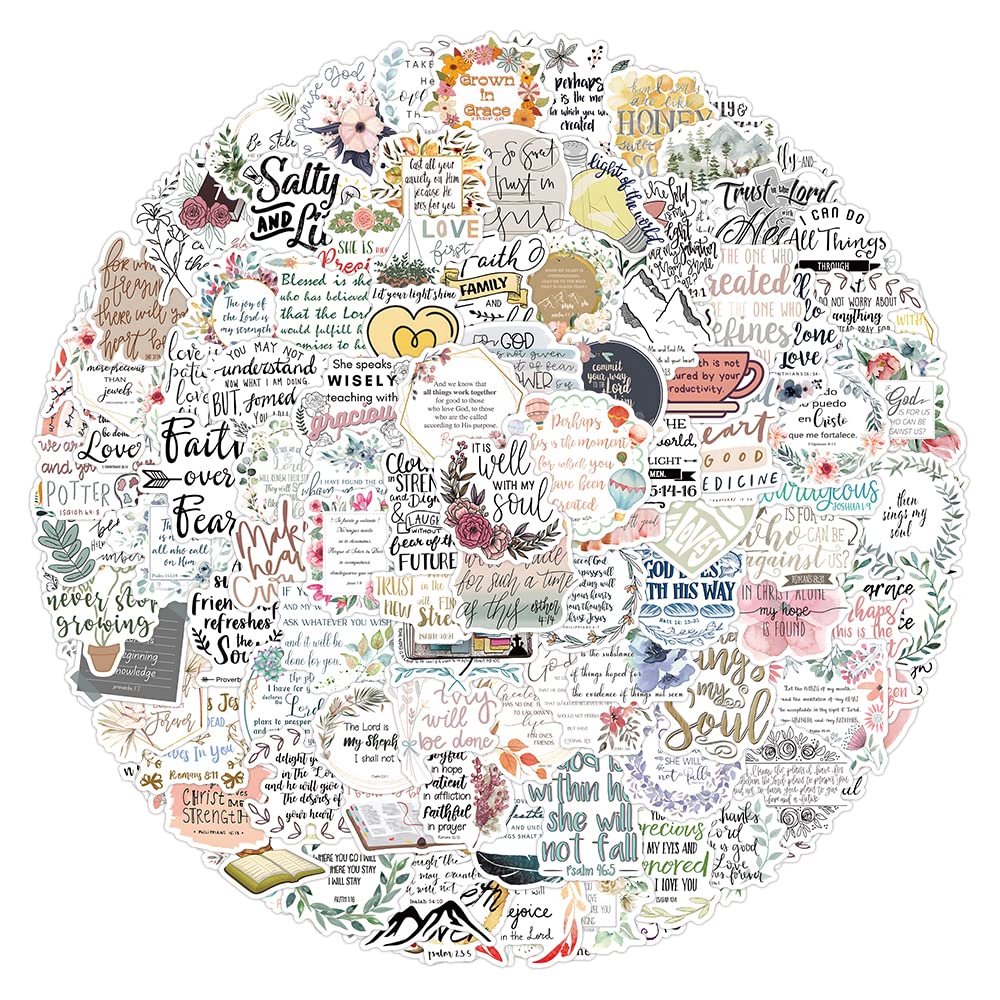 200 Pcs Bible Verse Stickers,Bible Journaling Supplies,Inspired Christian Scripture Stickers For Water Bottle,Laptop,Scrapbookin