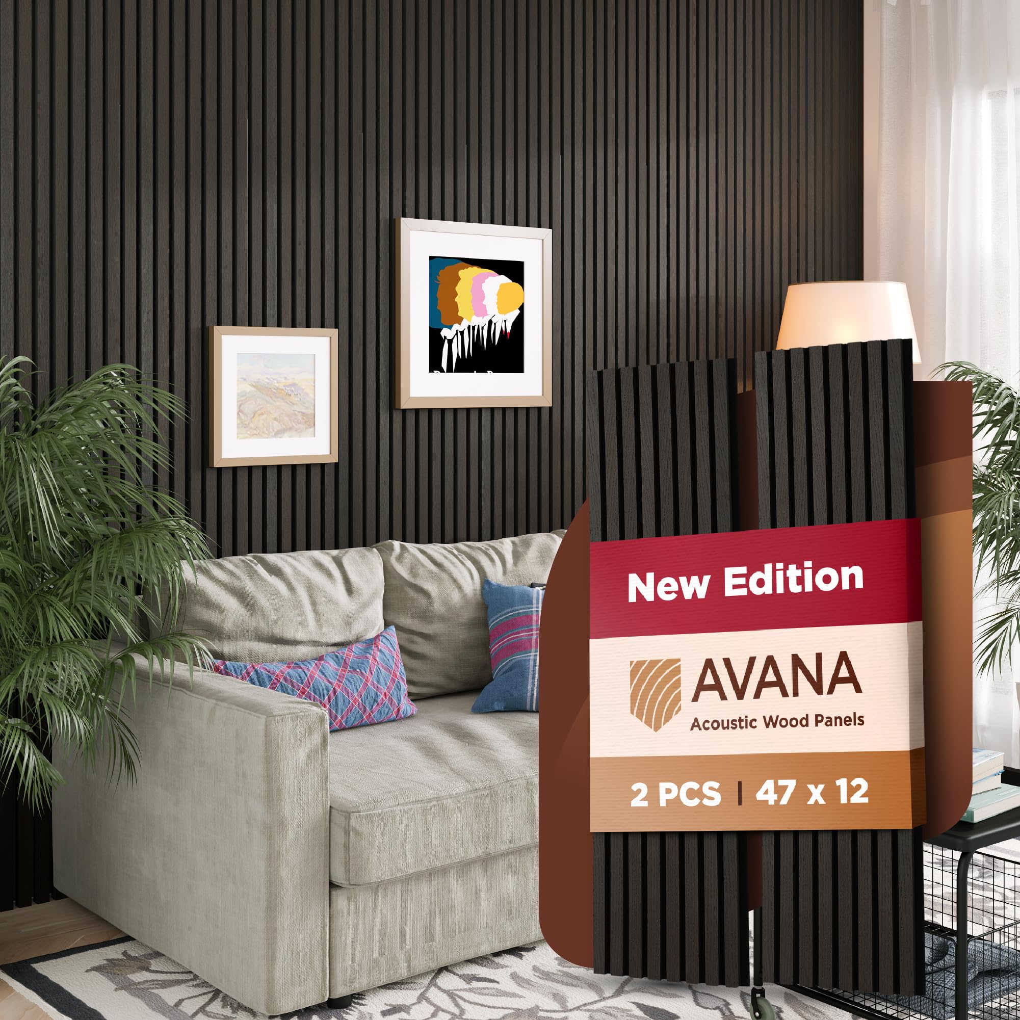 Avana Modern Acoustic Wood Wall Panels   47.2 X 12.6 Inch Smoke Oak Acoustic Panels 2 Pcs   Wall Panels For Interior Wall Decor