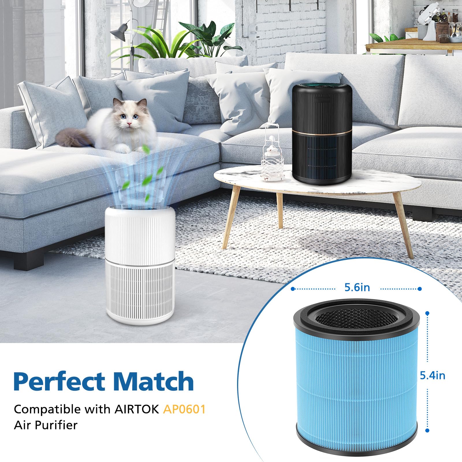 Ap0601 Replacement Filters Compatible With Airtok Air Puri Fier, 4 In 1 H13 True Hepa Filters, High Efficiency Activated Carbon