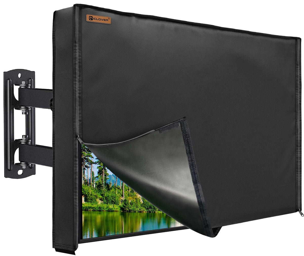 IC ICLOVER Outdoor TV Cover 50 Inch, 600D Heavy Duty Waterproof & Weatherproof TV Protector with Zipper Access & Roll-up Front Flap with Bottom Cover, Television Enclusure for Outside Flat Screen TV