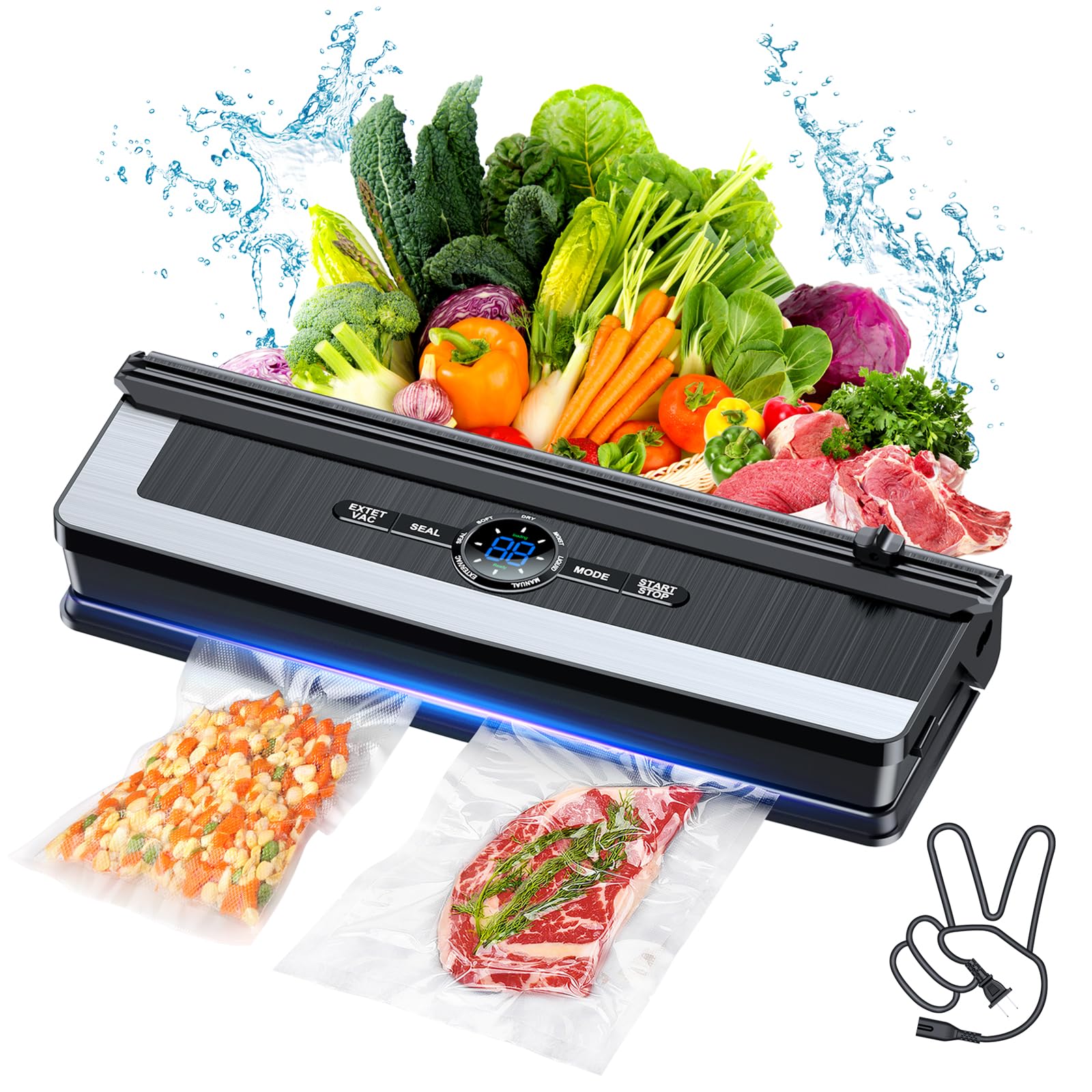Vacuum Sealer Machine   8 In 1 Food Vacuum Sealer Machine With Build In Cutter Automatic Air Sealing System Led Indicator For Fo