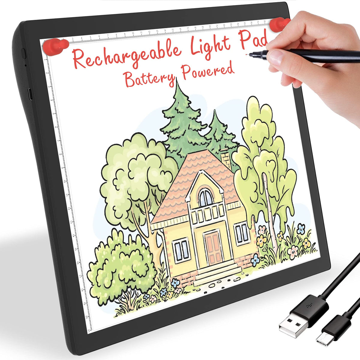 Rechargeable Light Box For Tracing Board Portable Cordless Light Pad Drawing A4 Led Trace Lights, Golspark Wireless Battery Oper