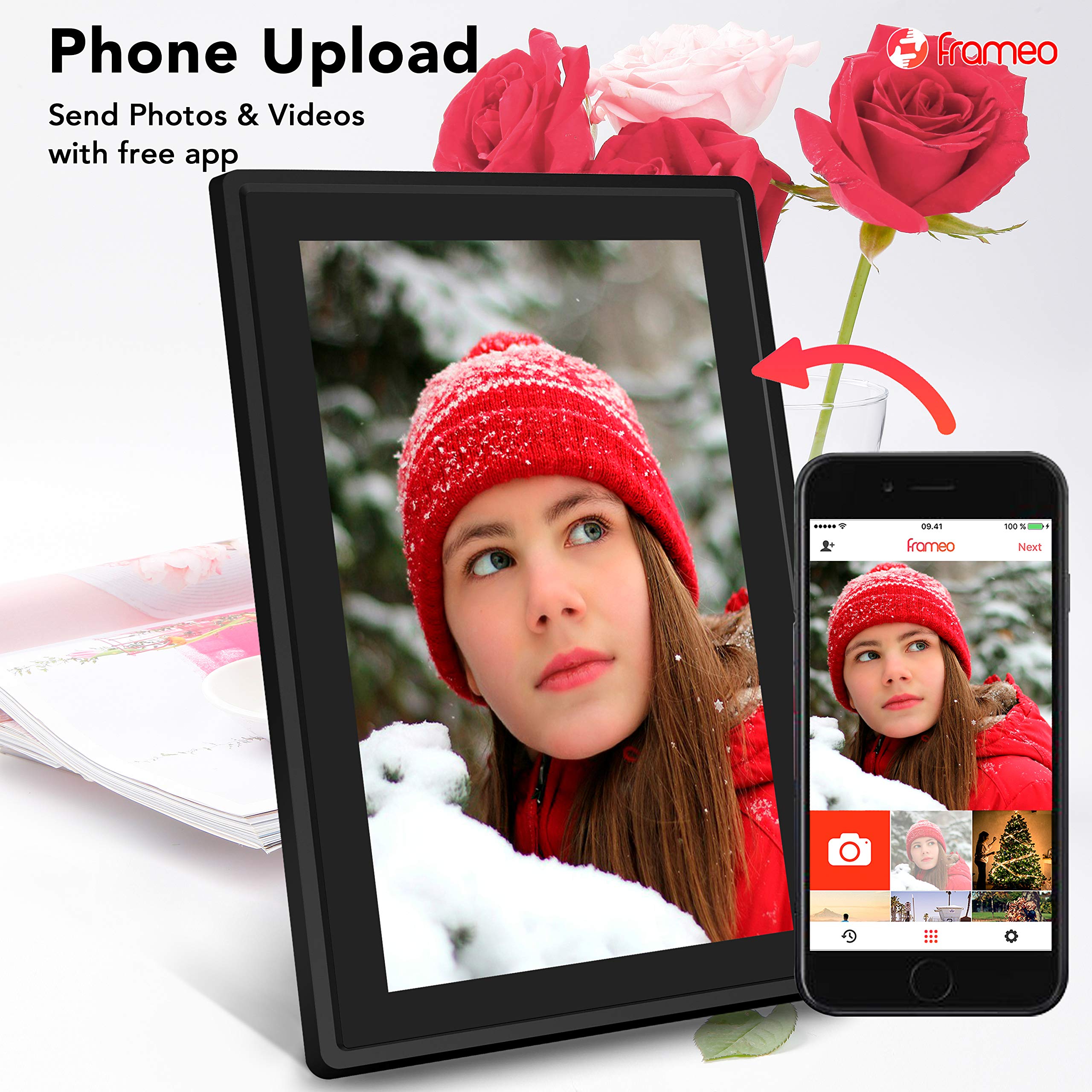 Feelcare 10.1 Inch 16Gb Smart Wifi Digital Picture Frame, Send Photos Or Small Videos From Anywhere, Touch Screen, 800X1280 Ips