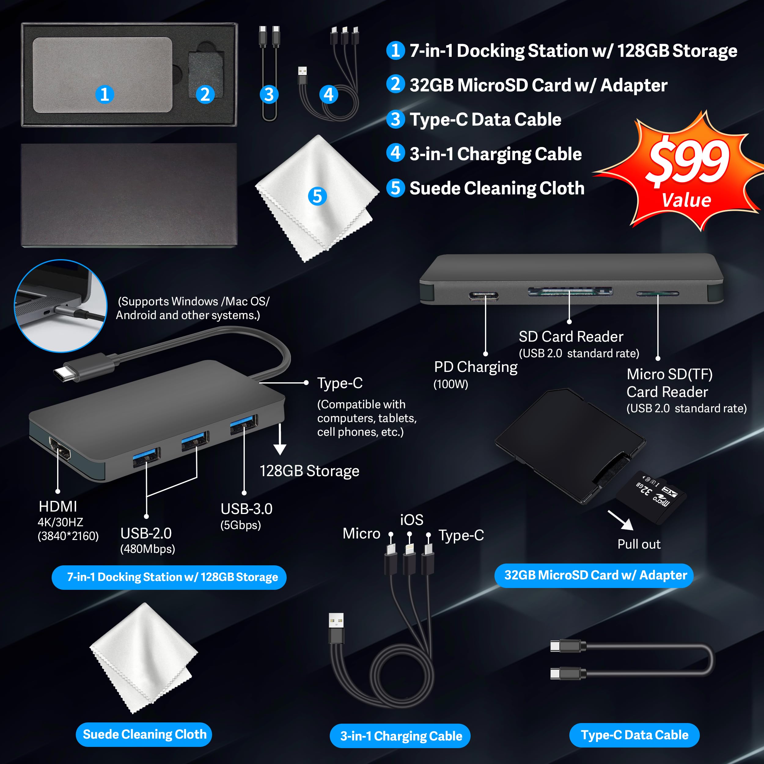 Hp Stream 14'' Hd Brightview Laptop, Intel Processor N150, 8Gb Ram, 288Gb Storage (128Gb Ufs + 160Gb Ssd Docking Station Set), I