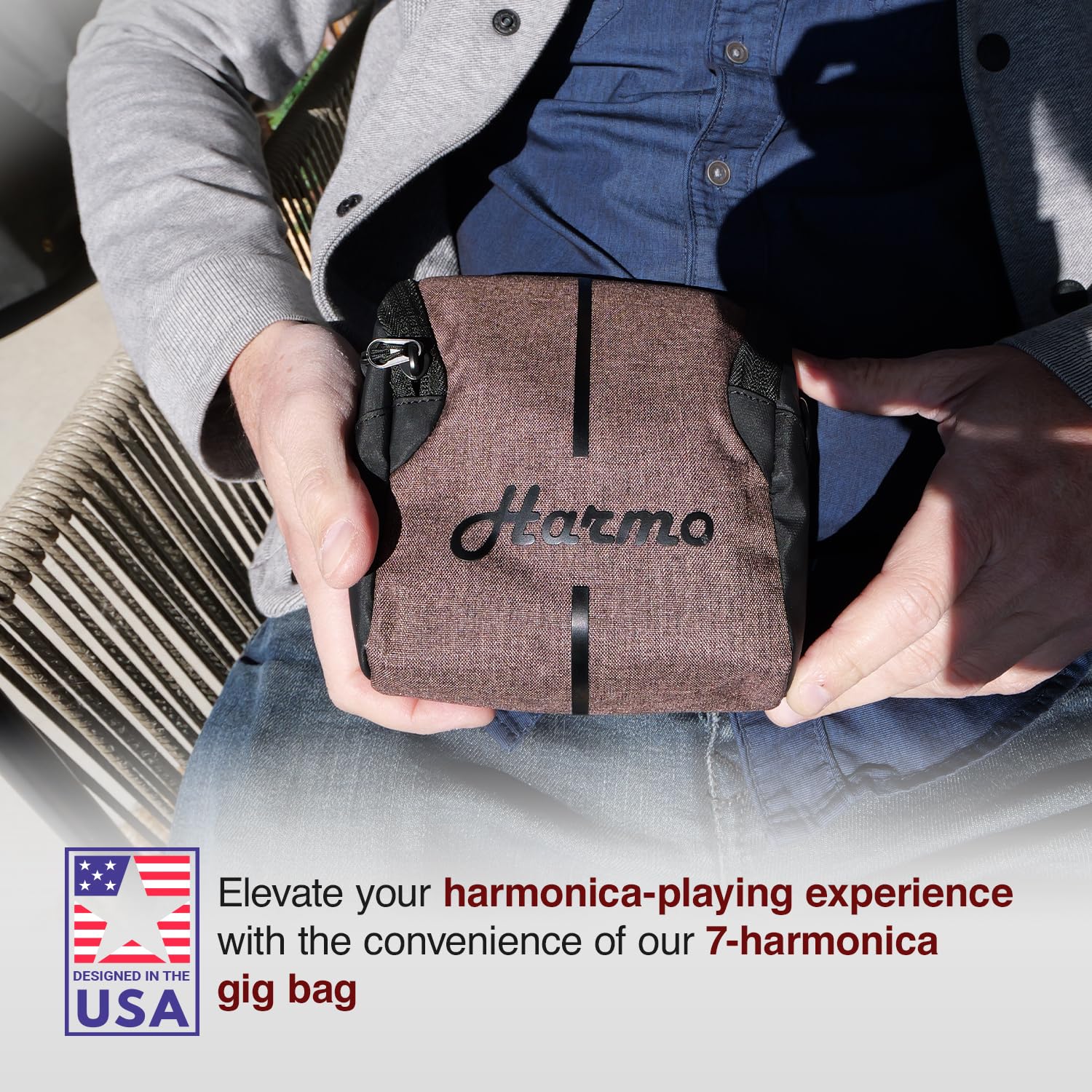 Harmonica Case Chromatic Harmonica   Black Zip Pouch (7 Diatonic Harmonicas)