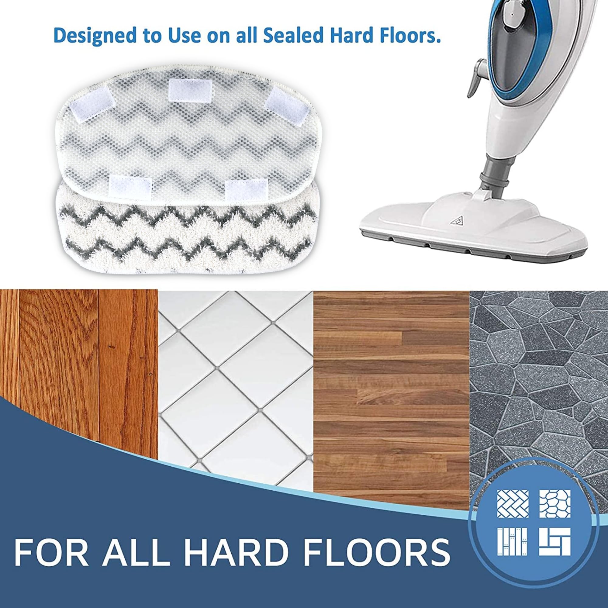 F Flammi Heavy Duty Steam Mop Replacement Pad For Pursteam Thermapro 10 In 1, Microfiber Washable Reusable Pads (4 Pack)