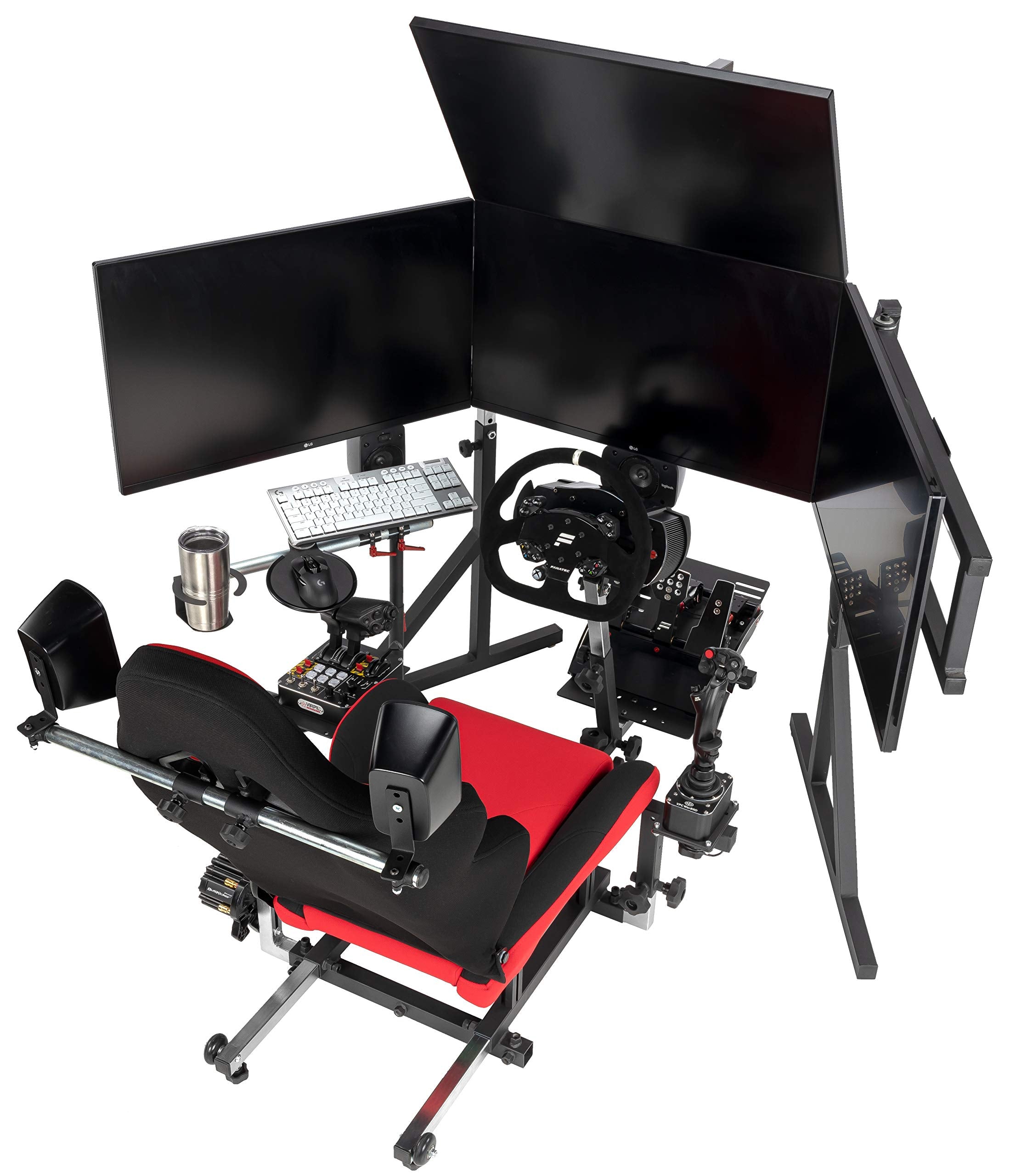 Triple Monitor Floor Stand Gen2 For Racing And Flight Simulators Model Ld | For Monitors Up To 100X100Mm Vesa Mount Or 24, 27, 3
