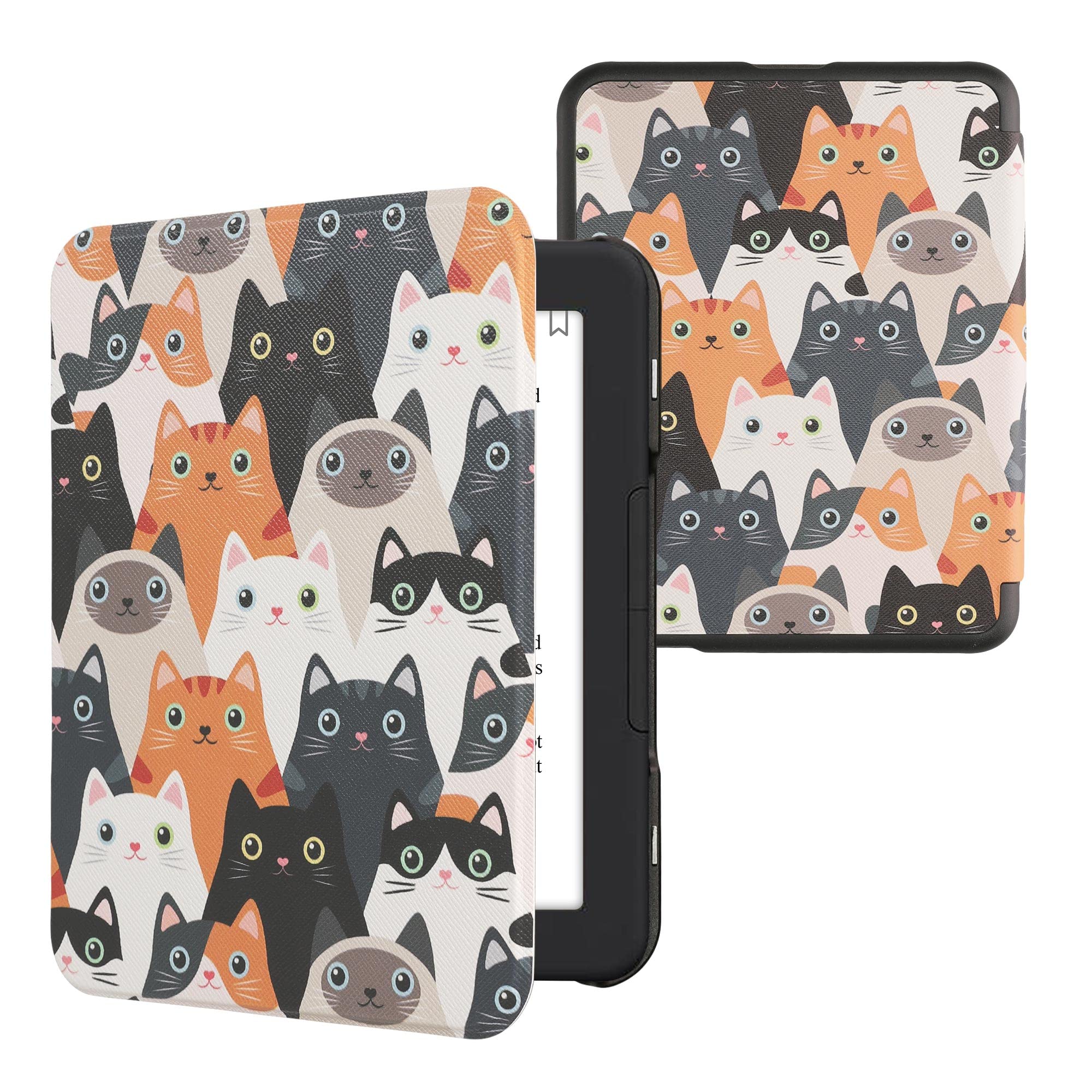 Kwmobile Case Compatible With Barnes & Noble Nook Glowlight 4 / 4E Case   Ereader Cover   Cats Orange/Black/White