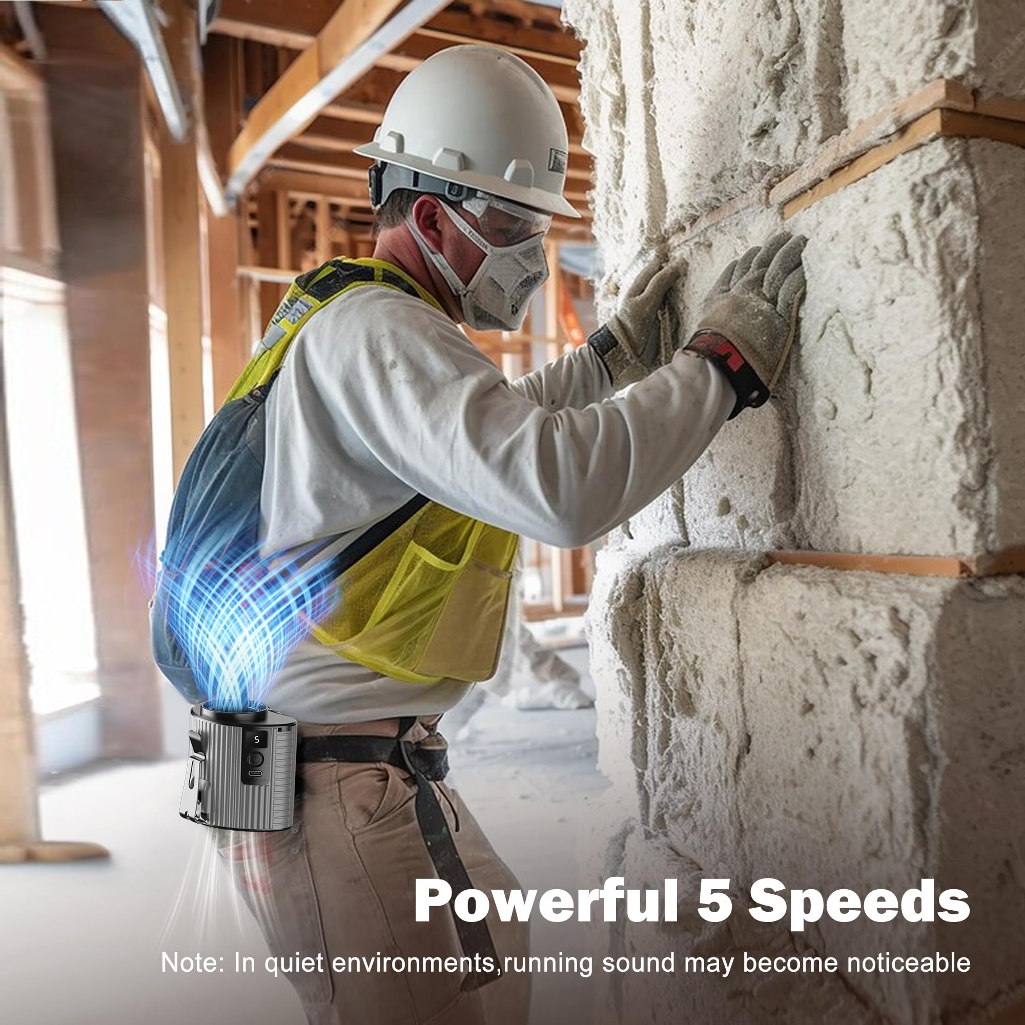 Amacool Portable Waist Fan, 11000Rpm Strong Airflow With 5 Speeds, 20Hrs Cooling, Personal Waist Clip Fan, Hands-Free Shirt Fans