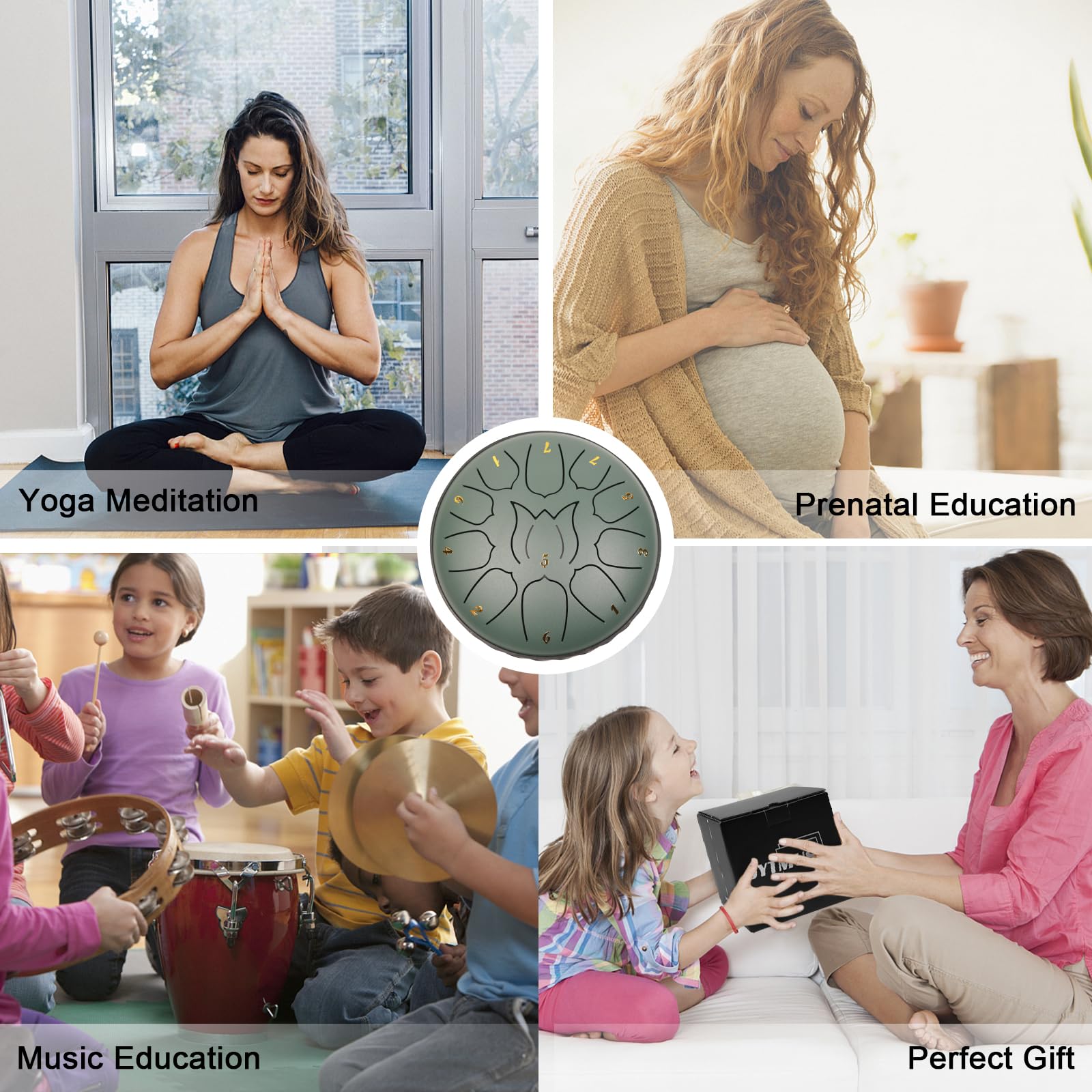 Jytmus Steel Tongue Drum 11 Notes 6 Inches Steel Drum With Drum Bag, Music Book, Drum Mallets, Mallet Holder, Finger Picks And S