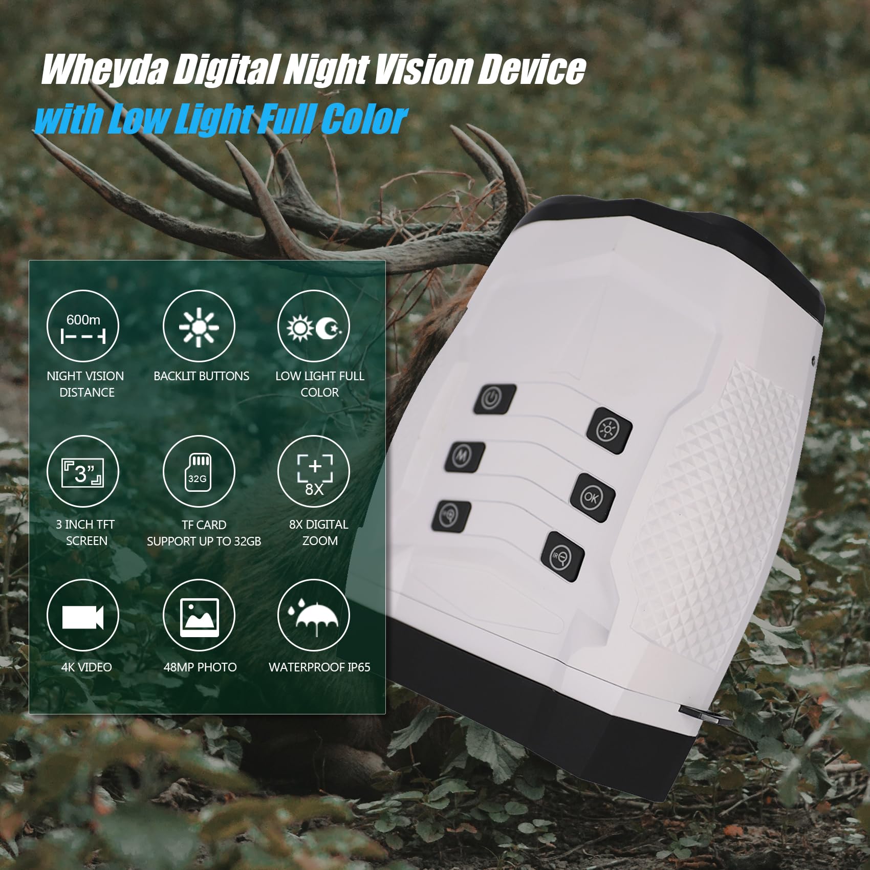 Wheyda Night Vision Goggles   4K Night Vision Binoculars For Adults, 3'' Hd Screen Backlit Button And 32Gb Tf Card For Photos An