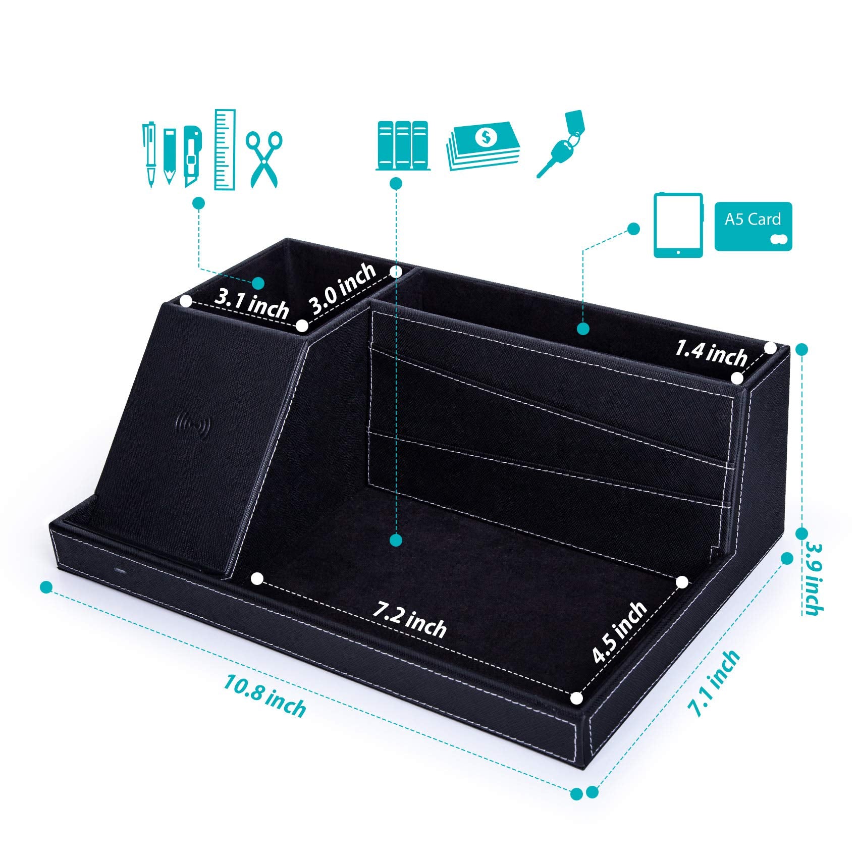 Fast Wireless Charging Station With Desk Organizer For Iphone 17/16/15/15 Pro/14/14 Pro Max/14 Pro/14 Plus/13/13 Pro Max/13 Pro/
