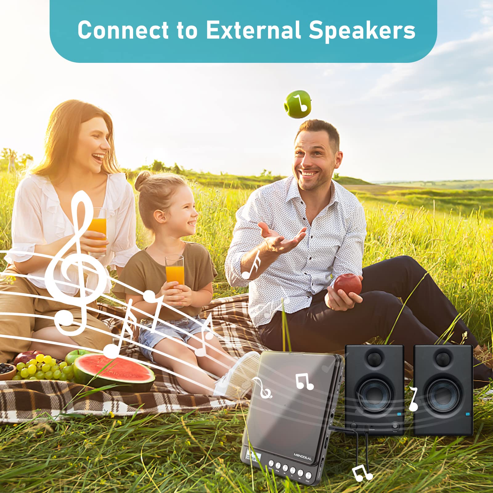 Cd Player Portable, Monodeal Portable Rechargeable Cd Player With Dual Headphones Jack, Small Anti Skip Cd Player For Car/Travel/Home Portable, Personal Cd Player For Adults Kids (Dark Brown)