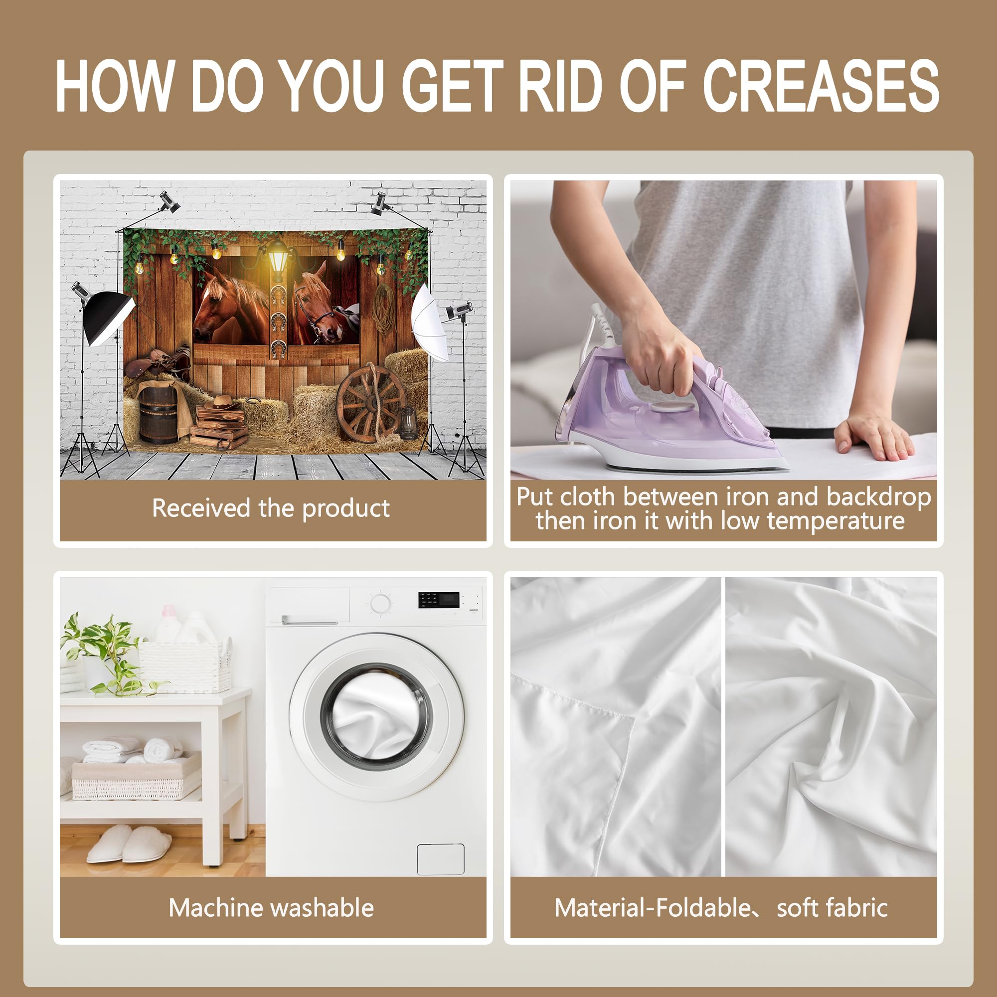 Svbright Western Cowboy Backdrop 7Wx5H Farmhouse Wooden Stable Brown Country Horse Barn Door Old Wood Wheels Boy Man Birthday De