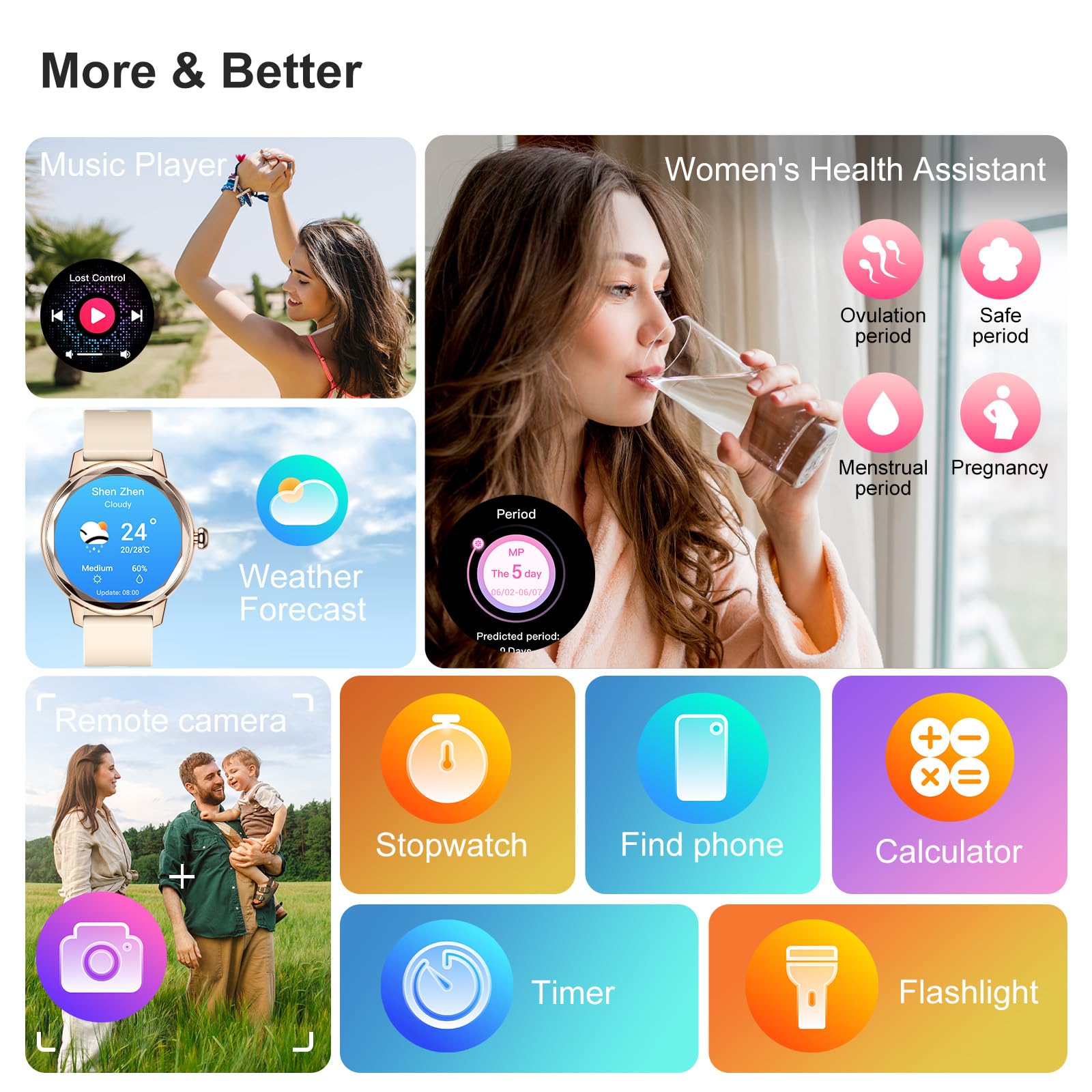 Samphon Smart Watches For Women Anser/Make Call, 1.57 ' ' Women Watch For Android Ios Phones, Rose Gold Fitness Tracker Smartwat