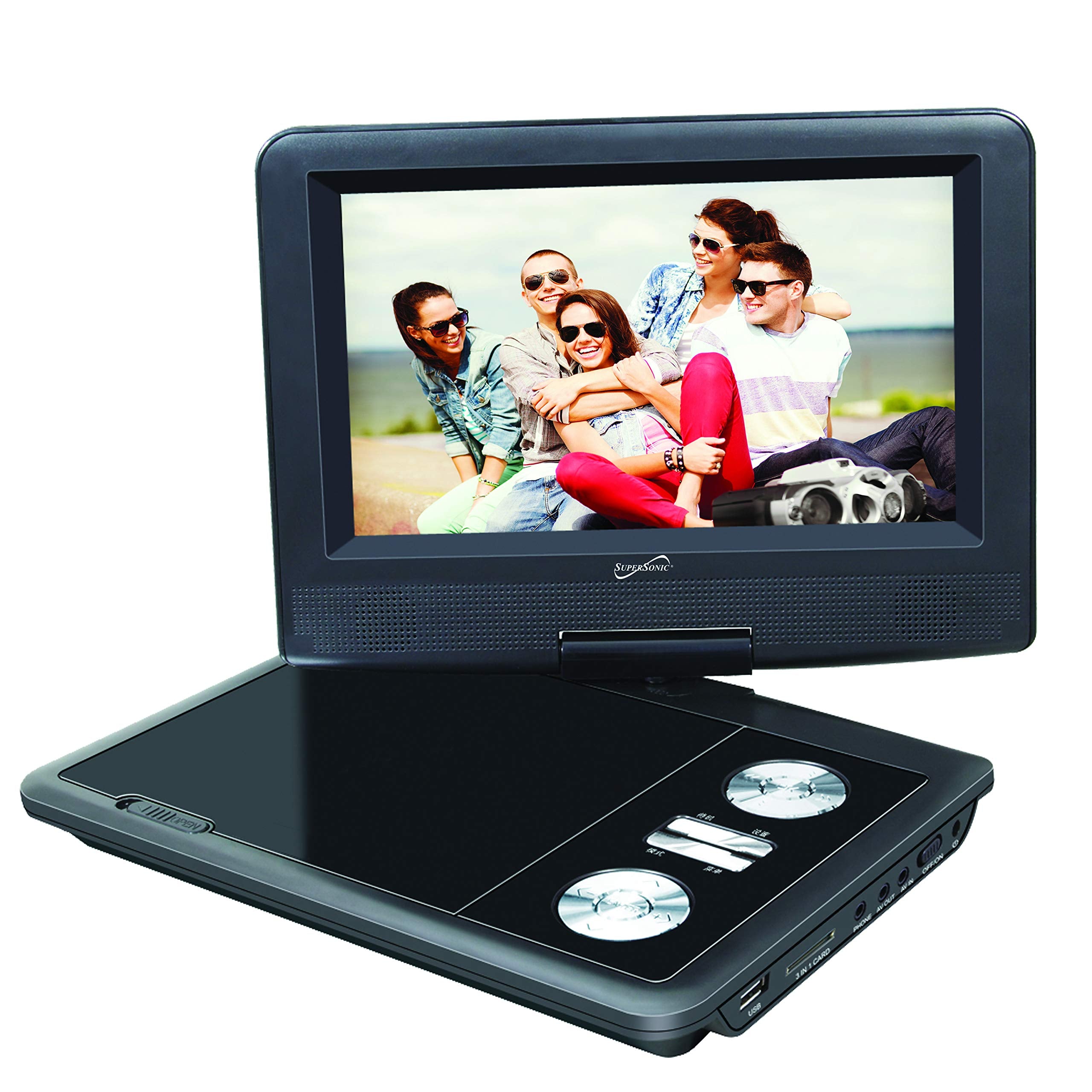 SuperSonic Portable TFT Swivel Display DVD Player with Digital TV Tuner, USB/SD Inputs and AC/DC Compatible for RVs, 7-Inch