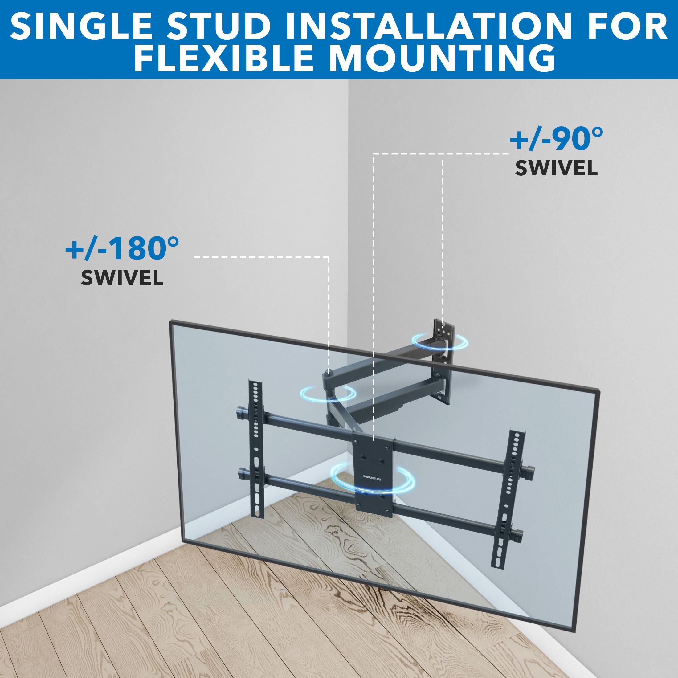 Mount It! UL Certified Heavy Duty Full Motion TV Wall Mount for Most 37 80 Inch Flat Screen TVs, Wall Mount Bracket Max VESA 600x400, Holds up to 110lb, Full Motion TV Mount 55 inch, 65 inch, 80 inch