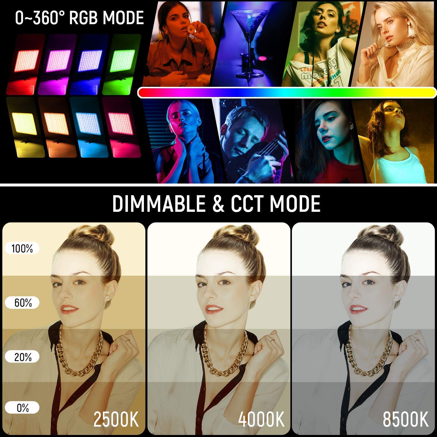 Weeylite Sprite20 2-Pack LED Video Lighting Kit - Full RGB Color Studio ...
