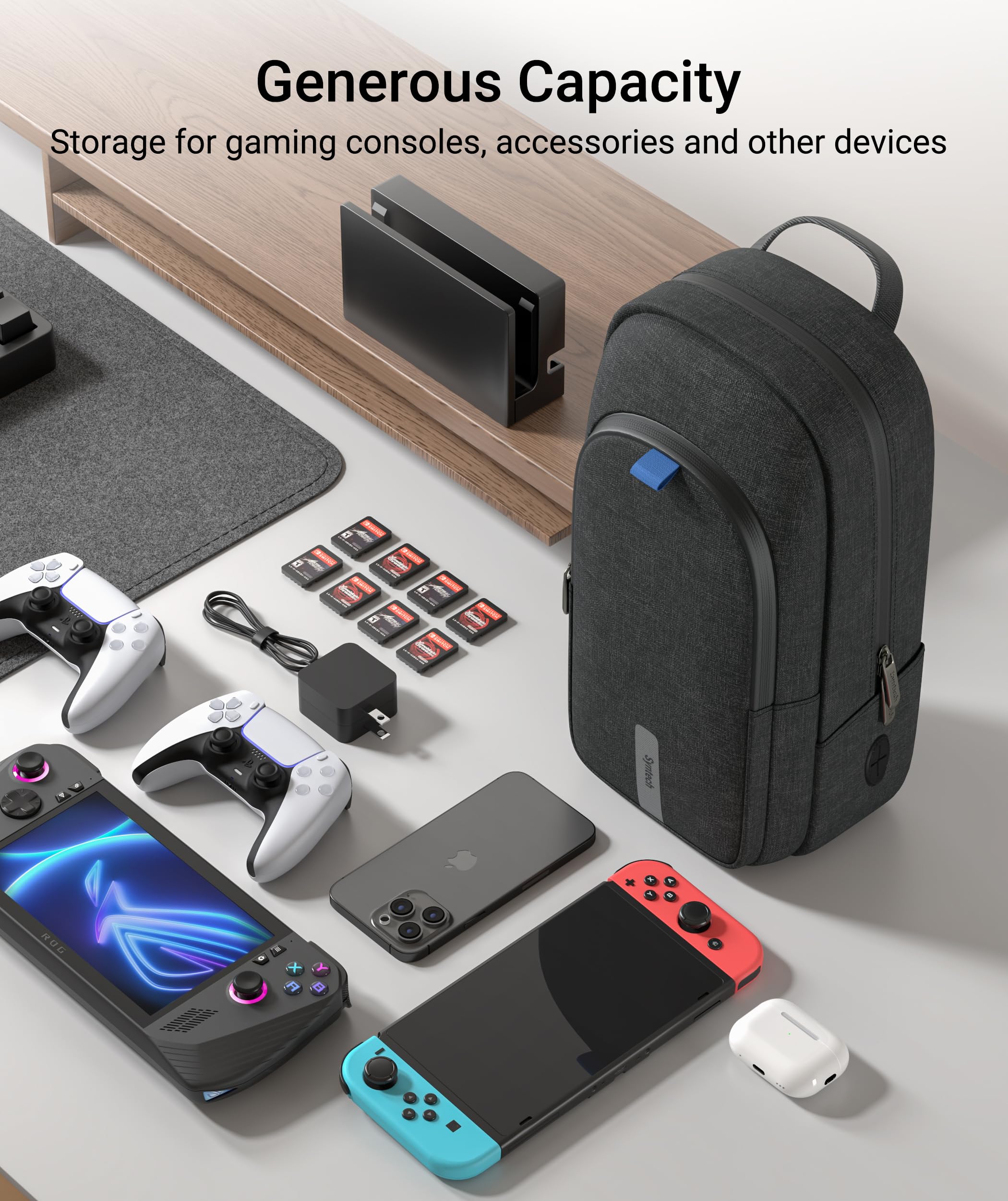 Syntech Carrying Case Compatible With Steam Deck Oled/Rog Ally X/Playstation Portal, Sling Bag For Nintendo Switch/Legion Go, Po