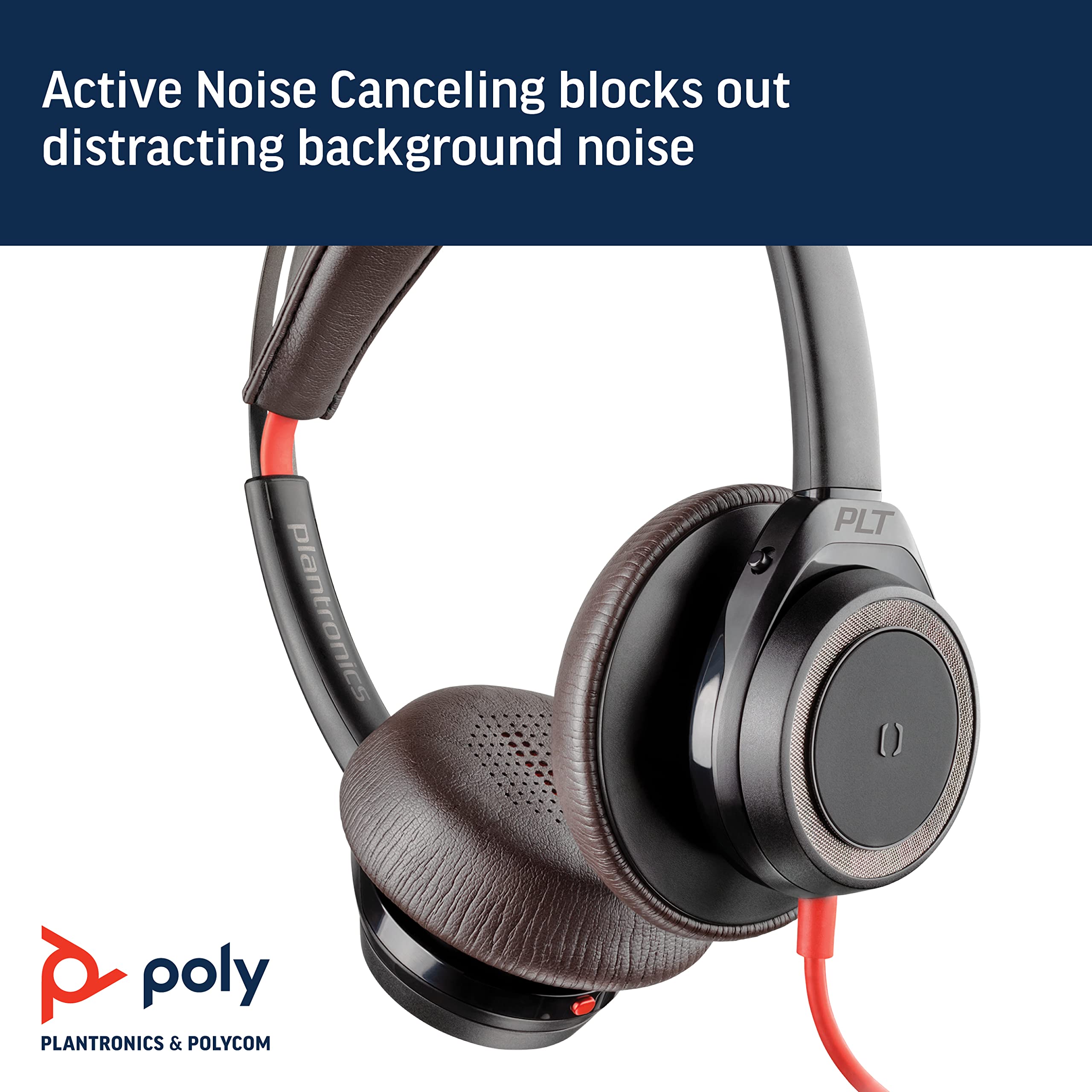 Poly (Plantronics + Polycom) Blackwire 7225 Wired Usb-A Headset (Plantronics) - Black - Dual-Ear (Stereo) Computer Headset - Con