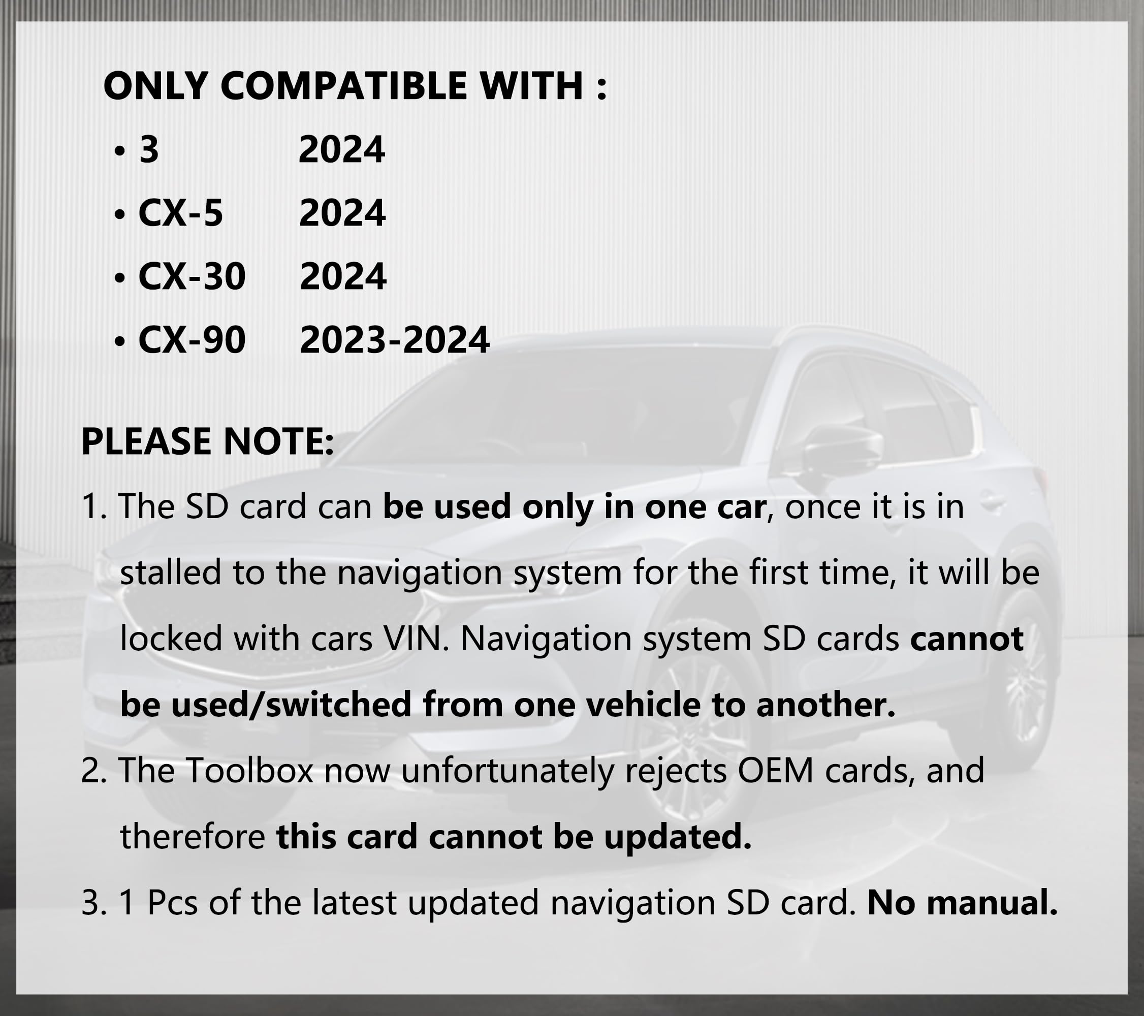 Navigation Sd Card Latest Version Gps Maps Compatible With 2024 Cx 5/Cx 30/3, 2023 2024 Cx 90, Usa/Can/Mex Maps