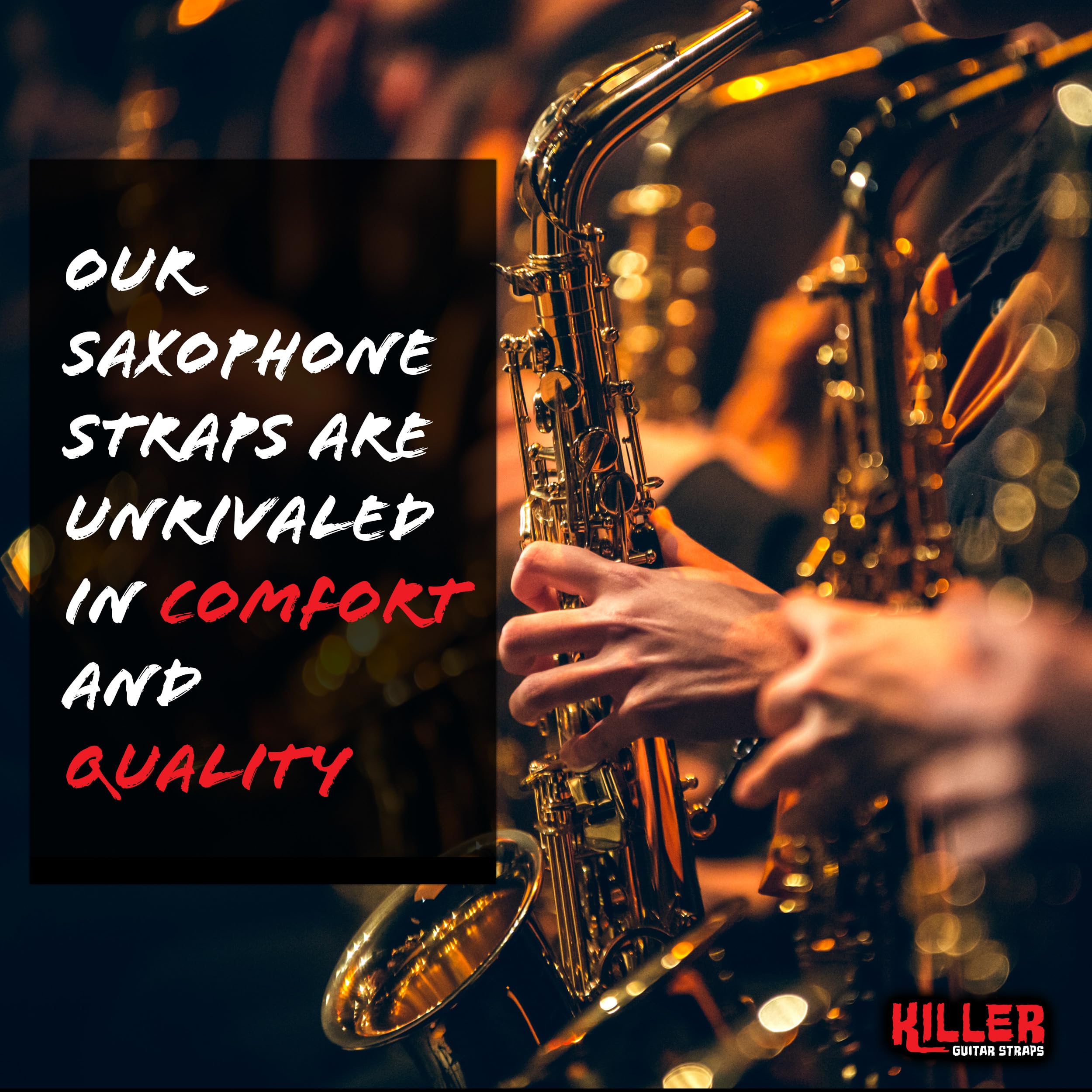 Killer-Q Saxophone Strap - Stylish Quick Release, Adjustable Sax Neck Straps, Woodland Camo Design