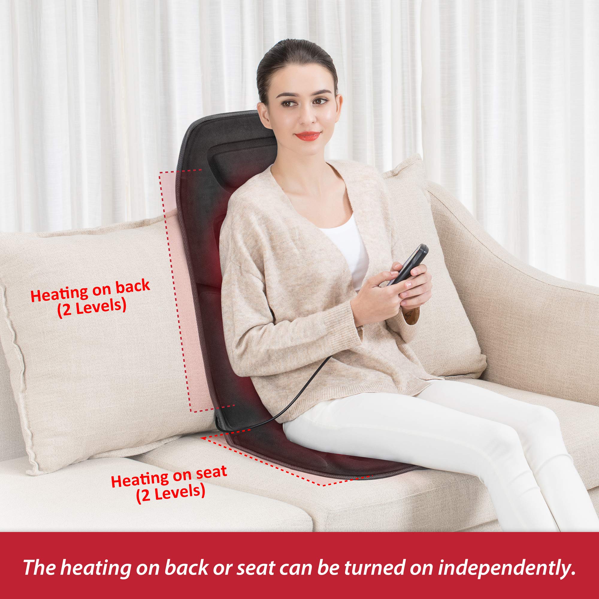 Comfier Massage Seat Cushion With Heat   10 Vibration Motors Seat Warmer, Back Massager For Chair, Massage Chair Pad For Back Id