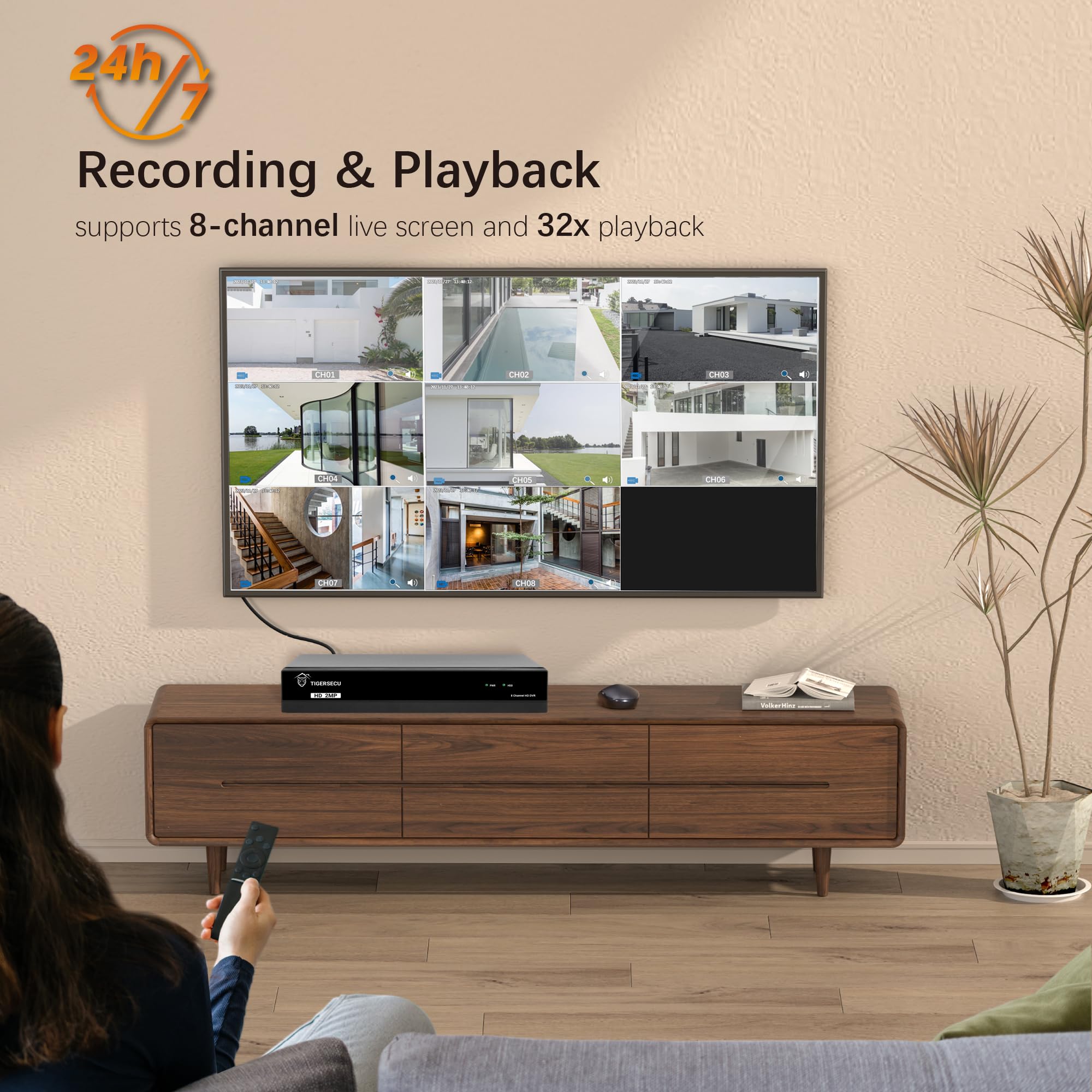 Tigersecu Super Hd 1080P 8-Channel Hybrid 5-In-1 Dvr Security Recorder With 1Tb Hard Drive, For Up To 5Mp Tvi/Ahd/Cvi/Analog And