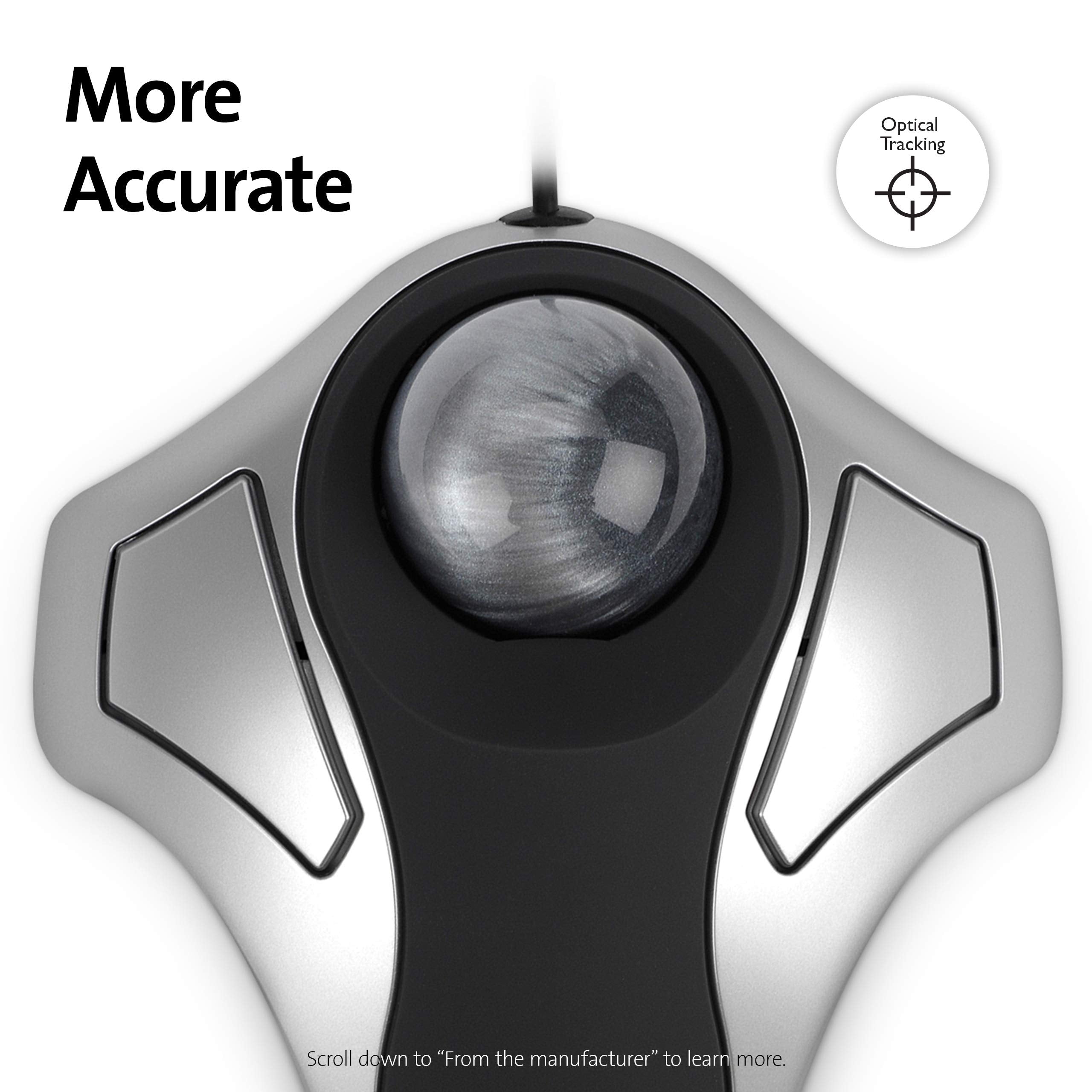 Kensington Orbit Trackball Mouse K64327F - Silver/Black, Ergonomic Design, Precision Control, Ideal for Home/Office Use
